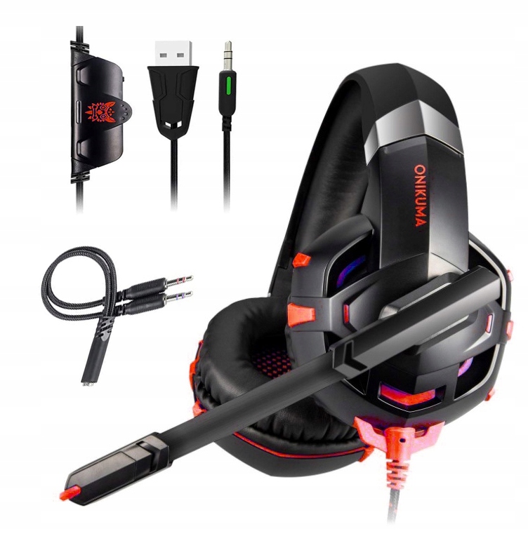 SŁUCHAWKI Z MIKROFONEM GAMINGOWE LED DLA GRACZA