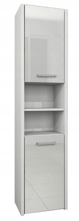 SZAFKA ŁAZIENKOWA BIAŁA 2D SŁUPEK 40CM REGAŁ POŁYSK
