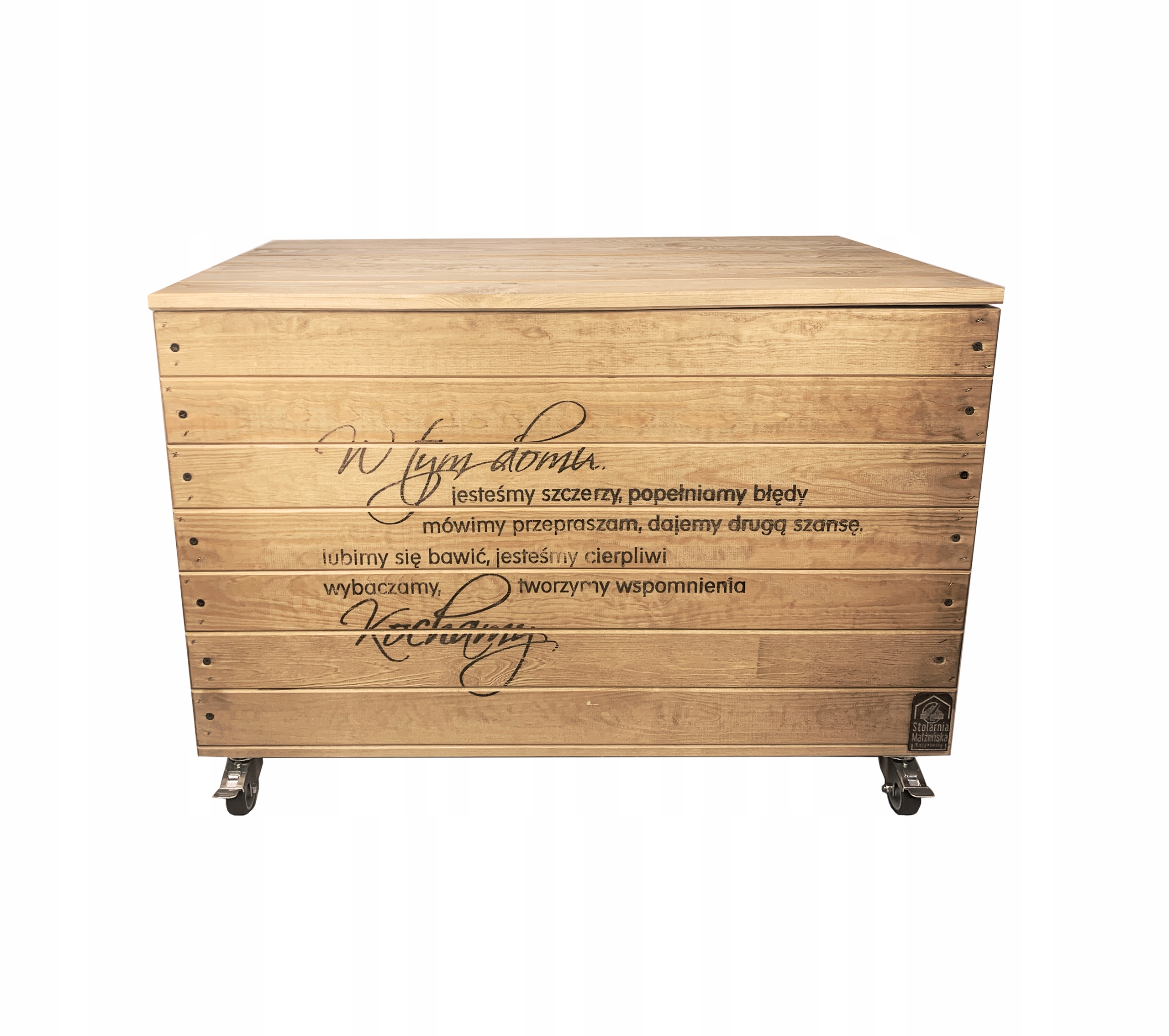 SKRZYNIA DREWNIANA NA KÓŁKACH STOLIK LOFT KUFER