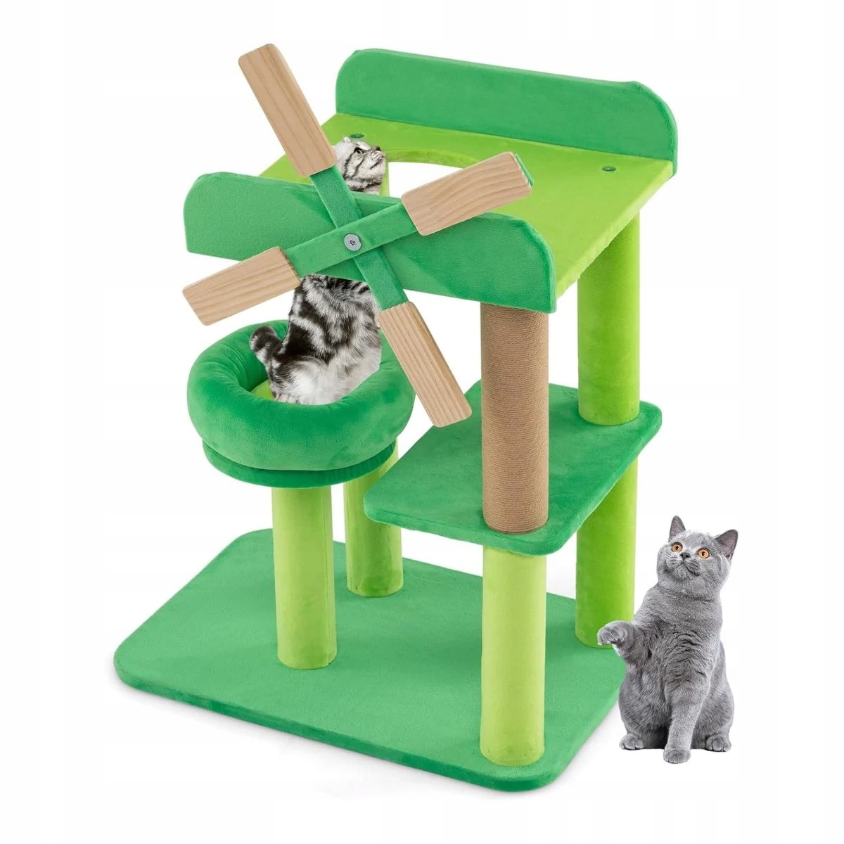 Levně Škrabadlo pro kočky Pelíšek s plošinami Škrabadlo ve tvaru větrného mlýna