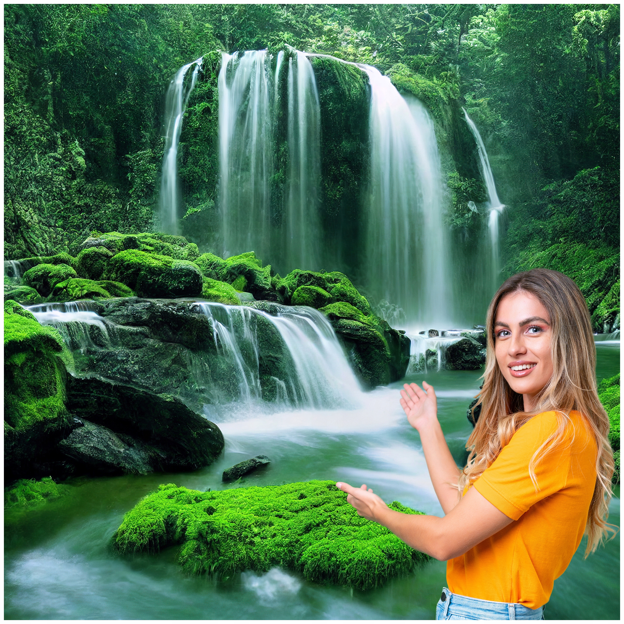 3D fototapeta Salon Spálňa Vodopád Les Príroda Krajina 392x260 WLNK05F