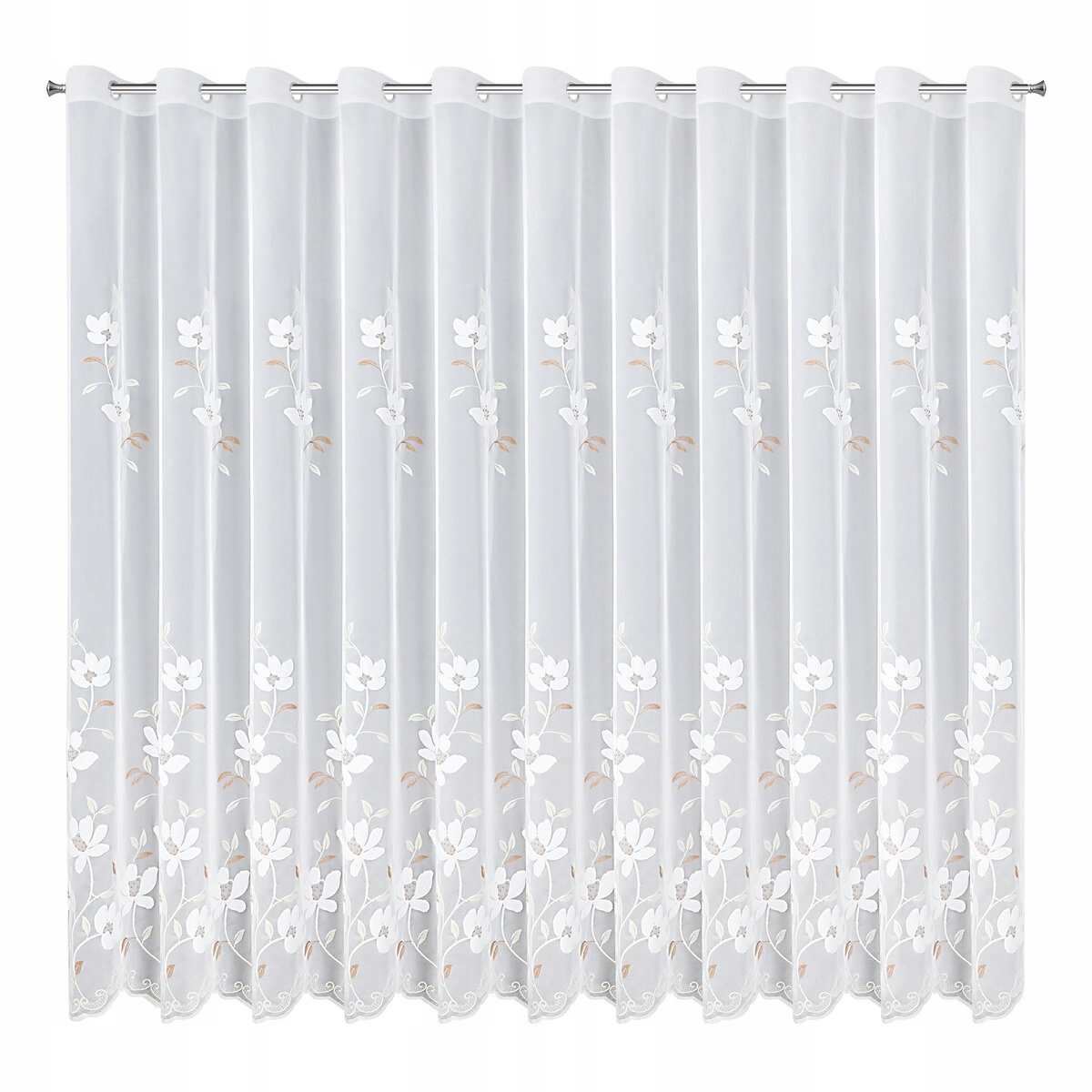 Hotová záclona bílá kávová na průchodkách