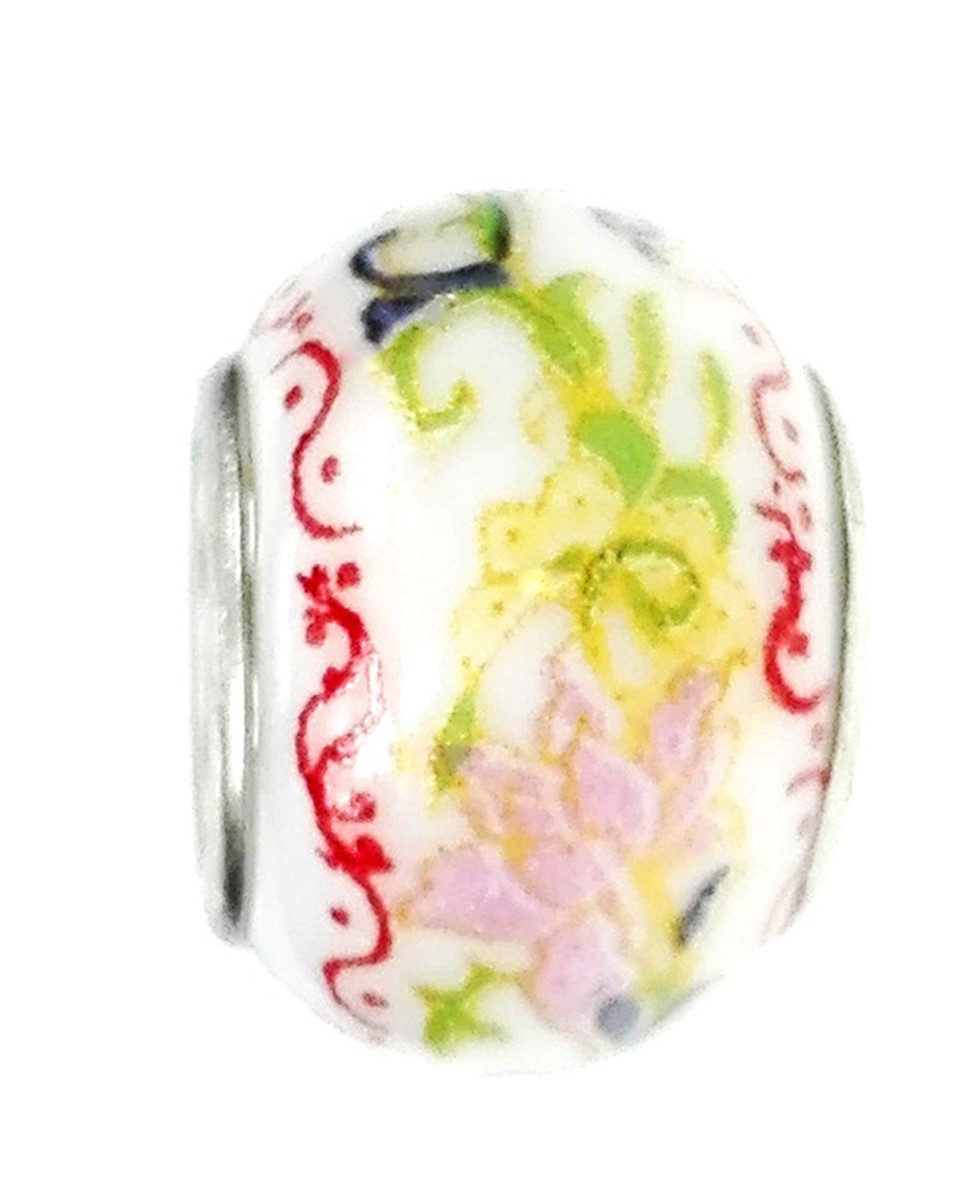 

Zawieszka beads ceramiczny kwiaty jasny róż
