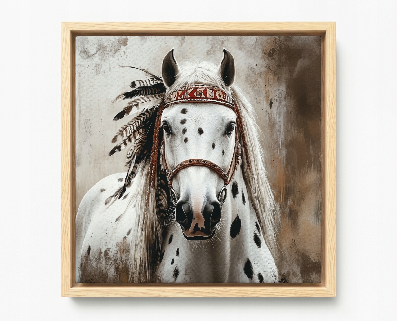 Obraz Rám Americký Box Kůň Portrét Pera Indián Appaloosa Etno 60x60