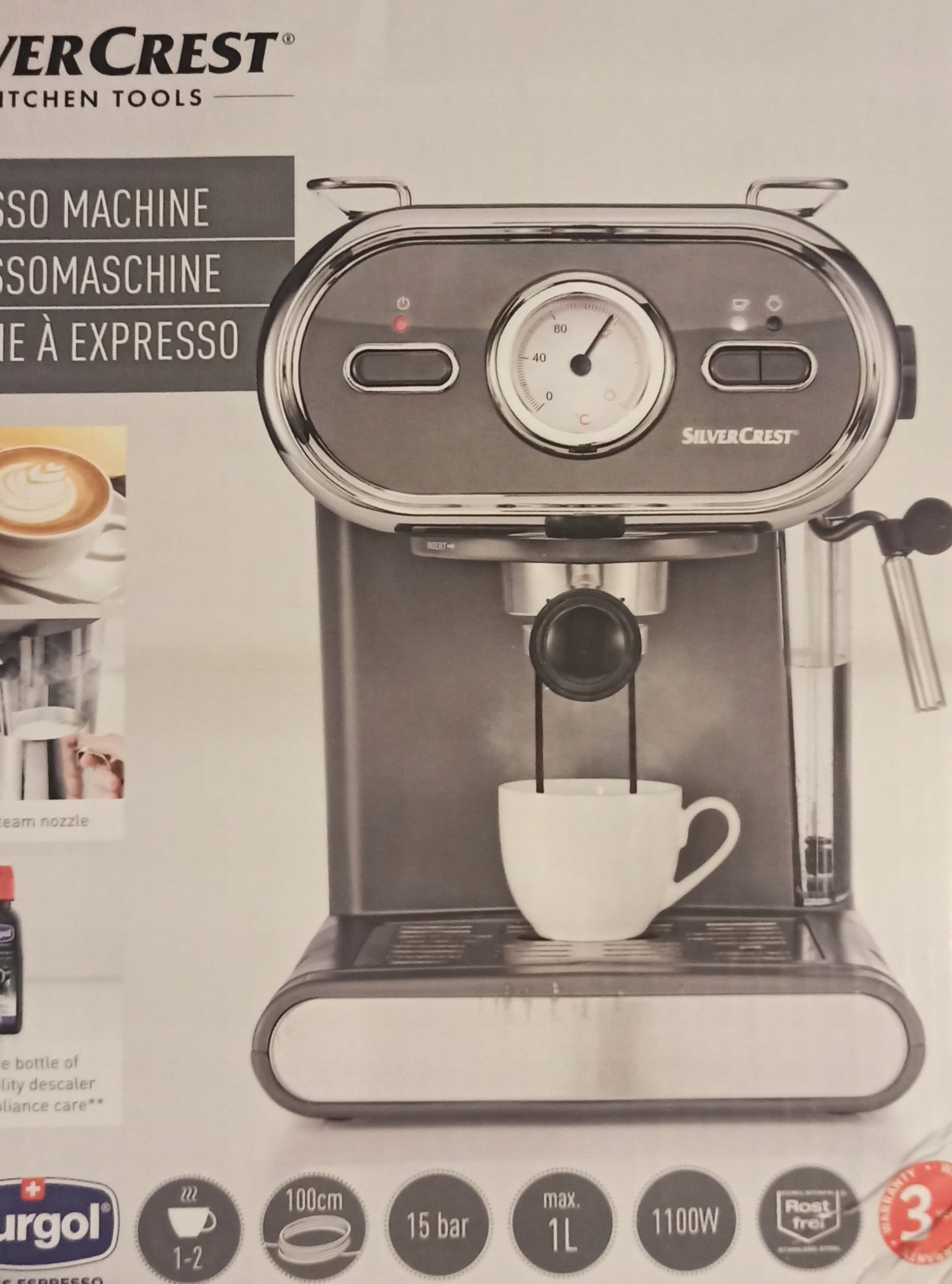 EKSPRES CIŚNIENIOWY KOLBOWY DO KAWY SILVERCREST RETRO 1050 W Marka SilverCrest