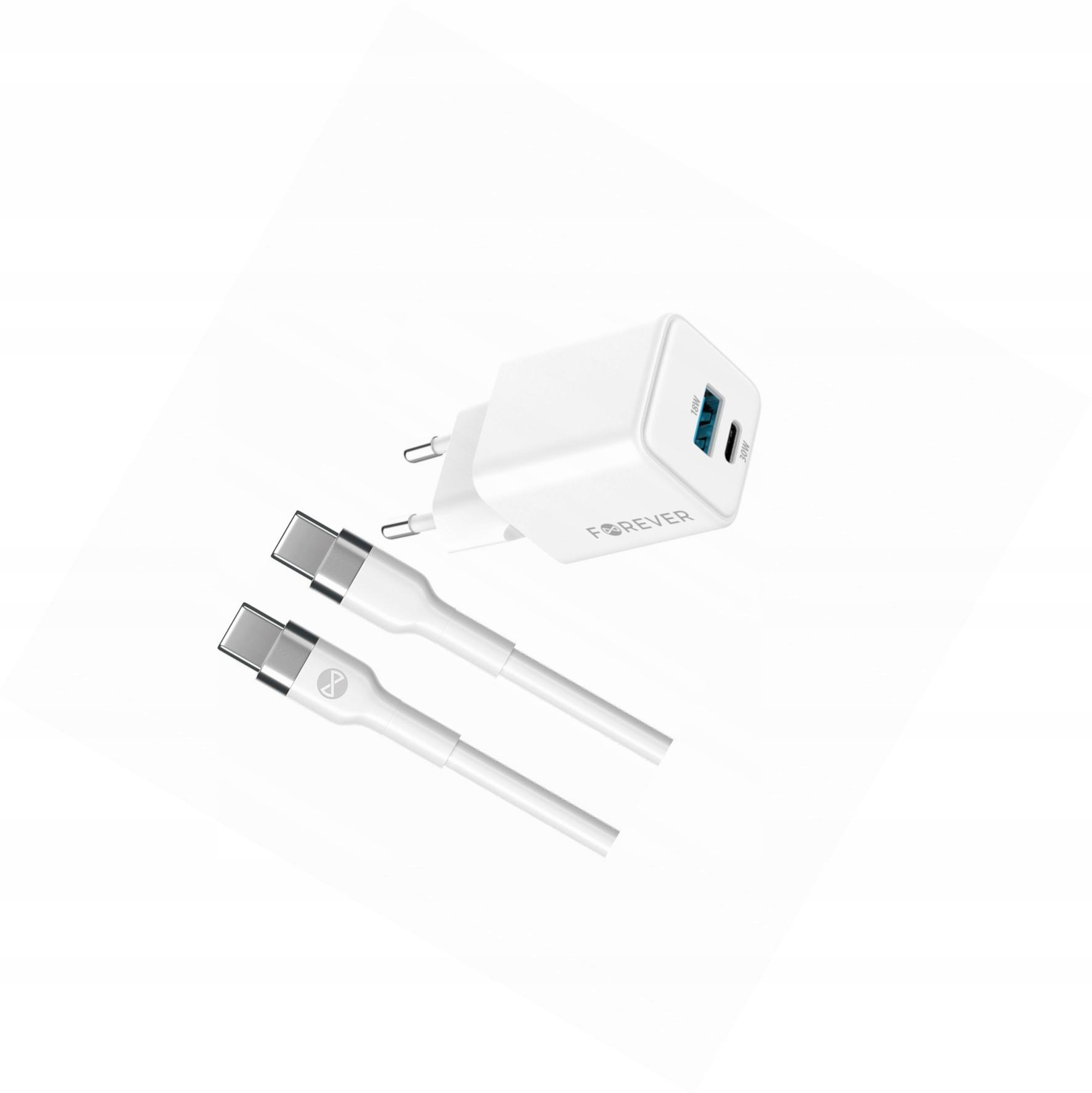 Szybka ładowarka GaN 30W 2 wejścia Usb i Usb-c z kablem do Lg K50S