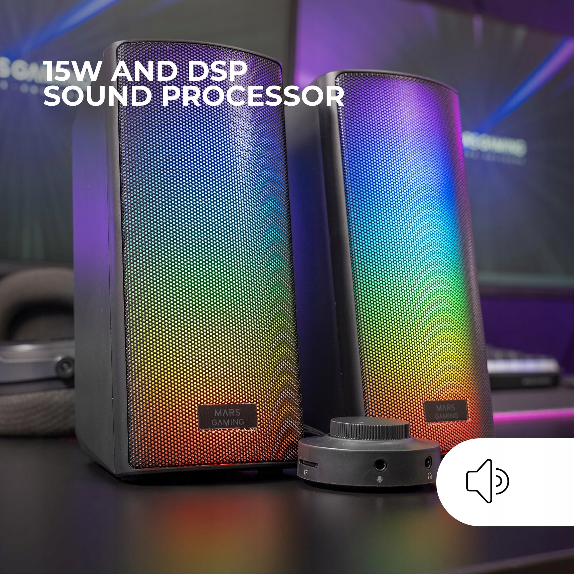 MARS GAMING MSRGB2 Głośnik Bluetooth 15W RGB DSP Kompaktowy Czarny — miniatura 2
