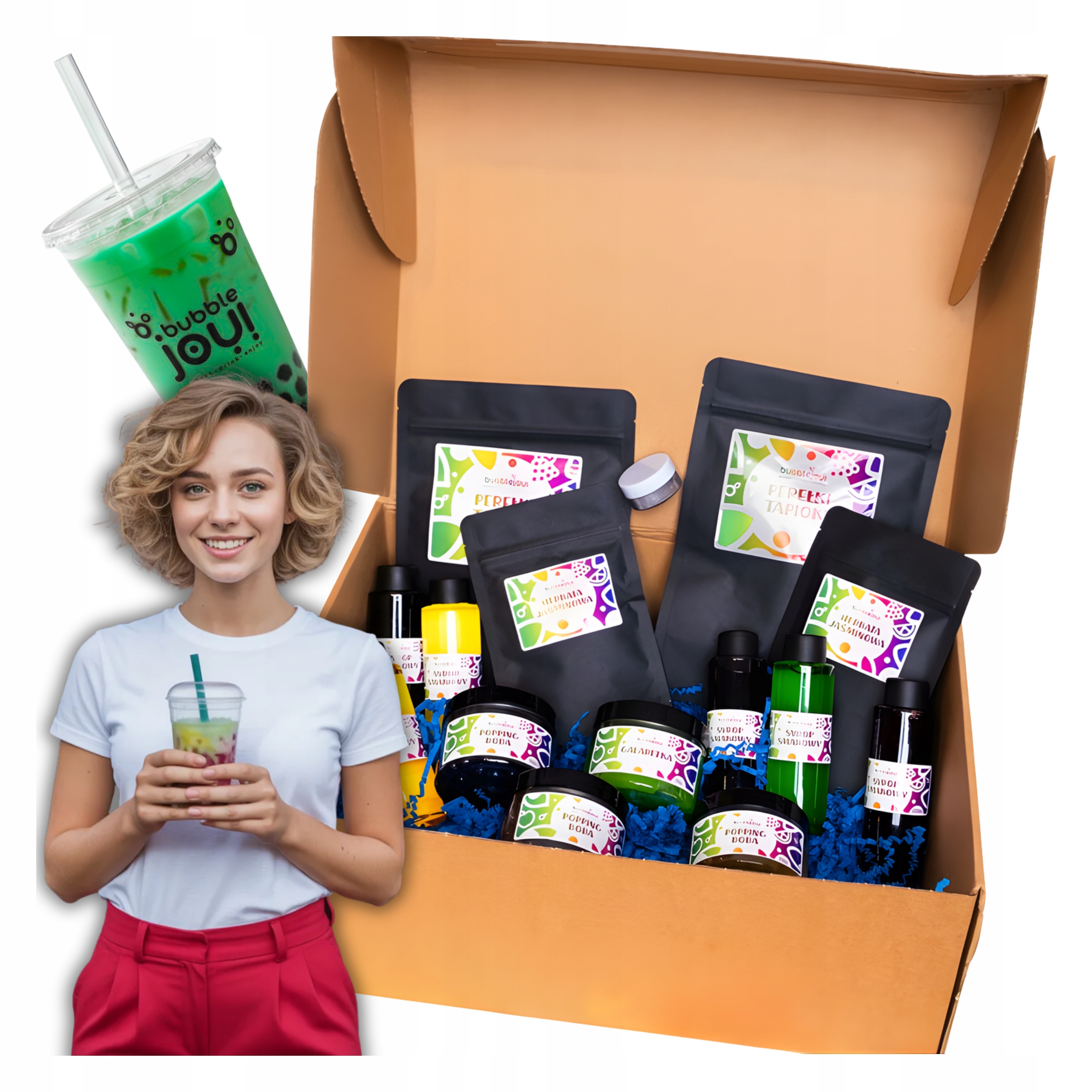 Zestaw Bubble Tea Diy Party Box Imprezowy Kulki Boba Kawior Molekularny Box