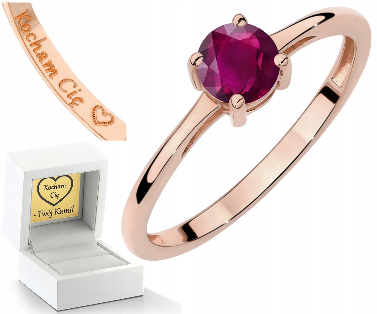 Růžové Zlato Prstýnek Přírodní Kámen Rodolit