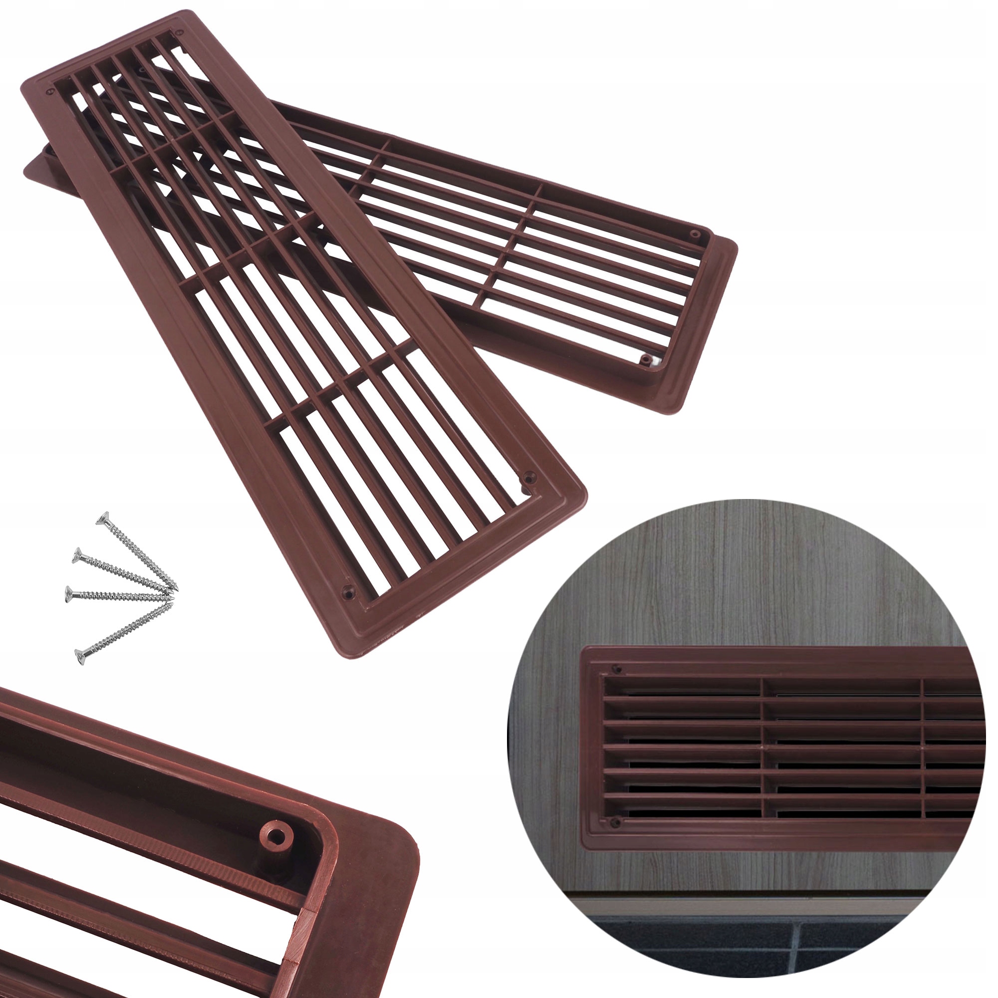 PROSTOKĄTNA KRATKA WENTYLACYJNA DRZWIOWA WC BRĄZ