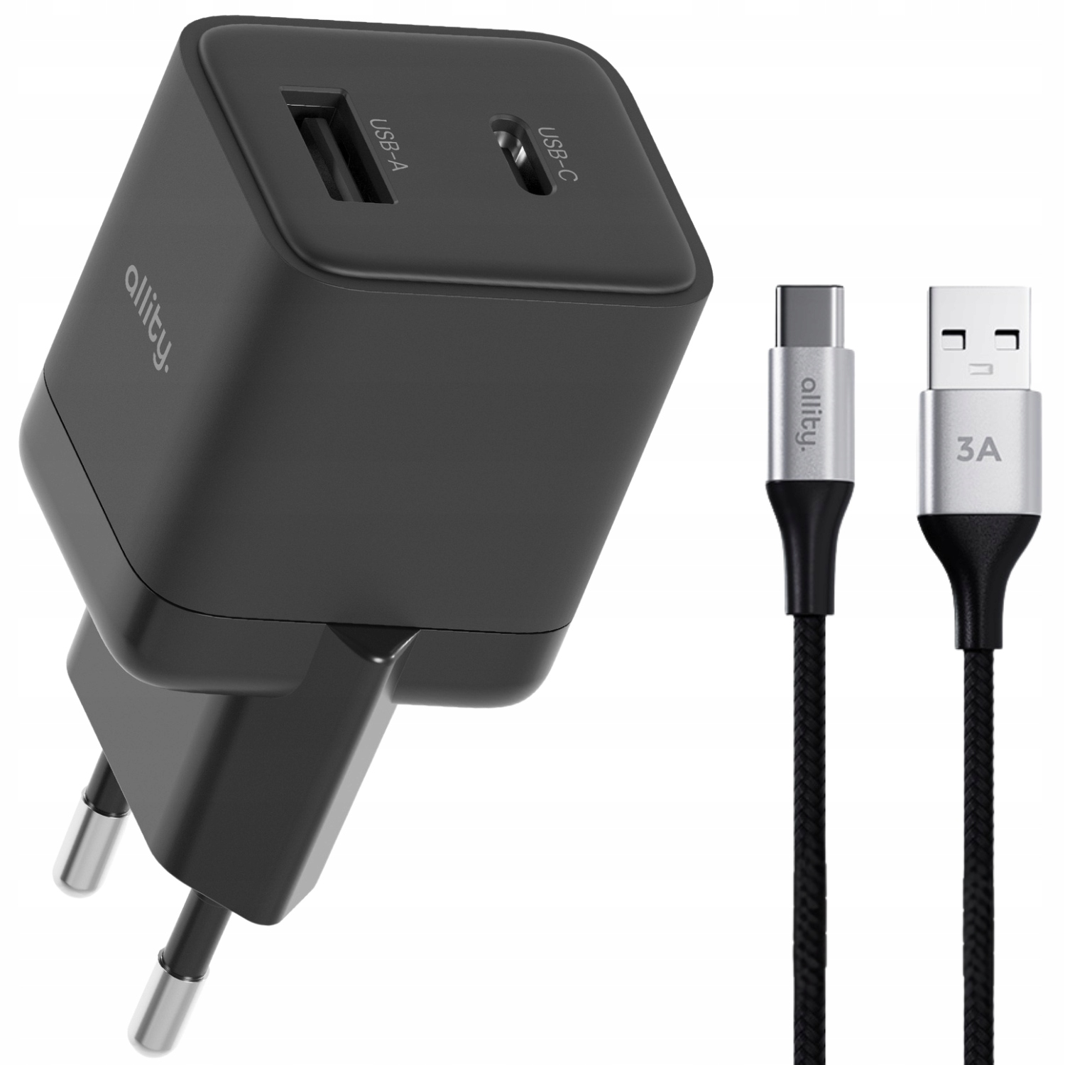 Allity ładowarka sieciowa Usb-c Usb kostka z kablem Usb-a Usb-c