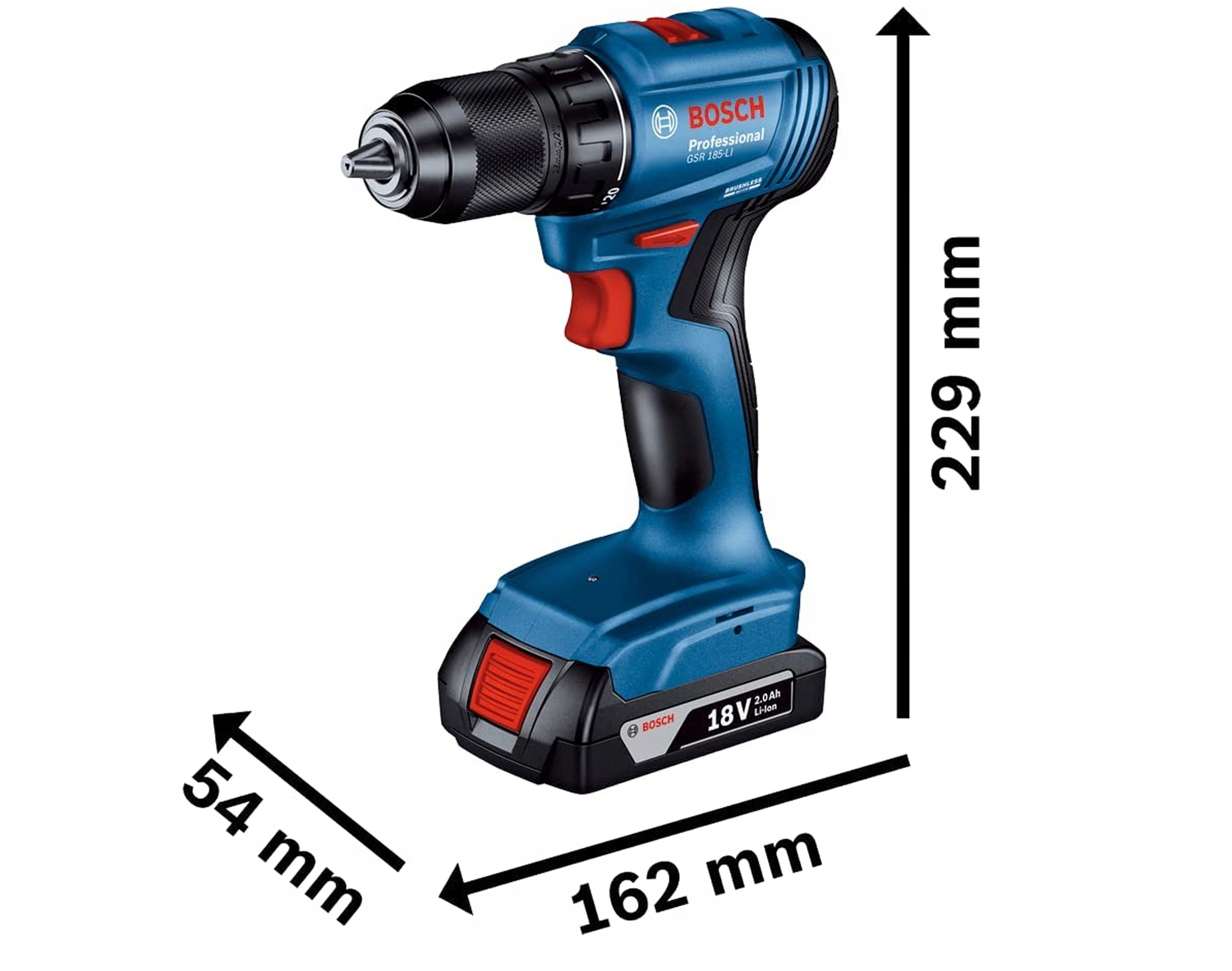 ZESTAW WKRĘTARKA BOSCH 18V 2x2,0Ah ZESTAW GSR 185-LI Moc 50 W