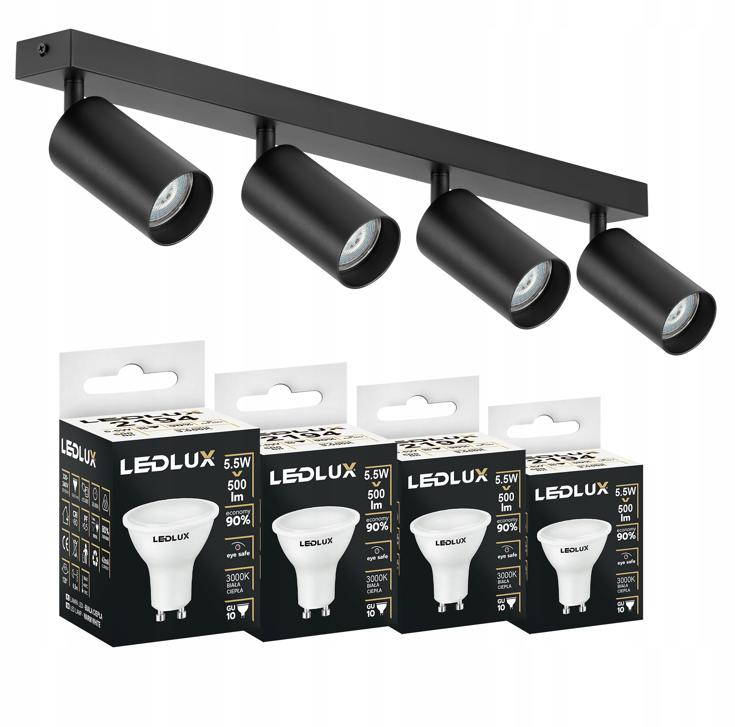 Set Stropní svítidlo kolejnice svítidlo halogen spot 4x GU10 5,5W