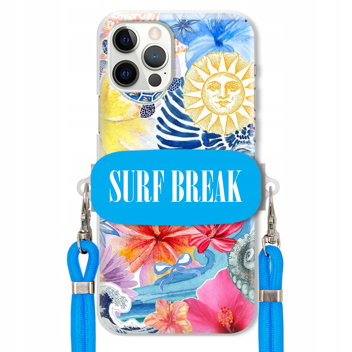 Puzdro pre iPHONE 12 Pro Vodítko Crossbody Blue Držiak Surf Break na dovolenku
