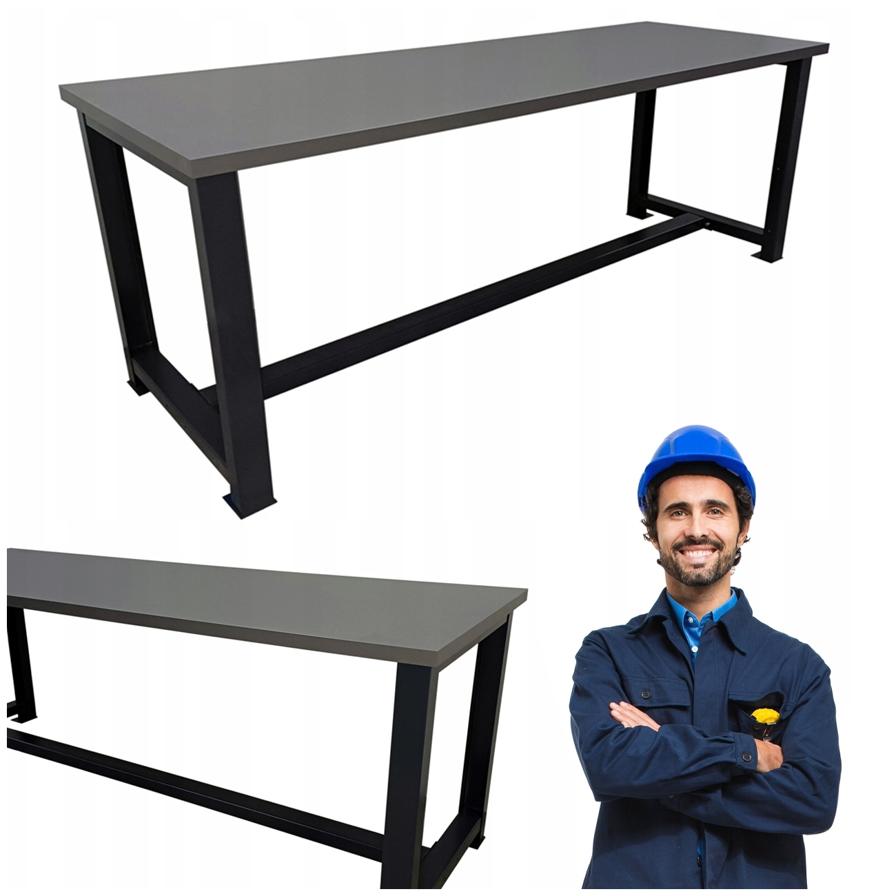 Kovový Průmyslový Pracovní Stůl, Silný, Garážový, 210X68X83