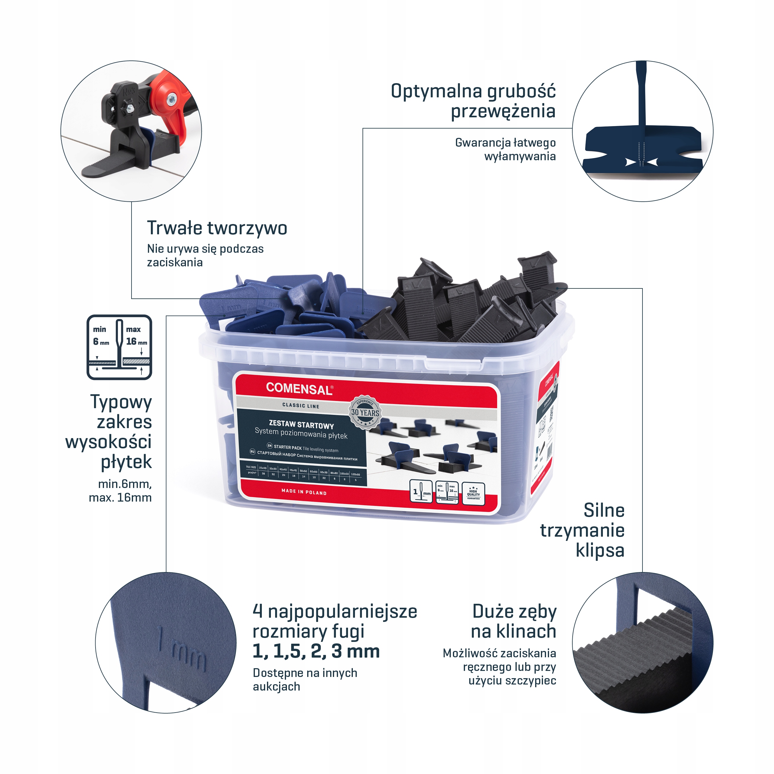 COMENSAL System poziomowania KLIPS 1mm 110+55 KLIN Marka Comensal