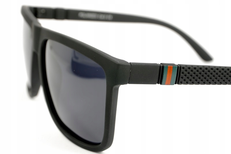 MĘSKIE OKULARY PRZECIWSŁONECZNE POLARYZACYJNE KLASYCZNE NERDY CZARNE ETUI Fason nerdy