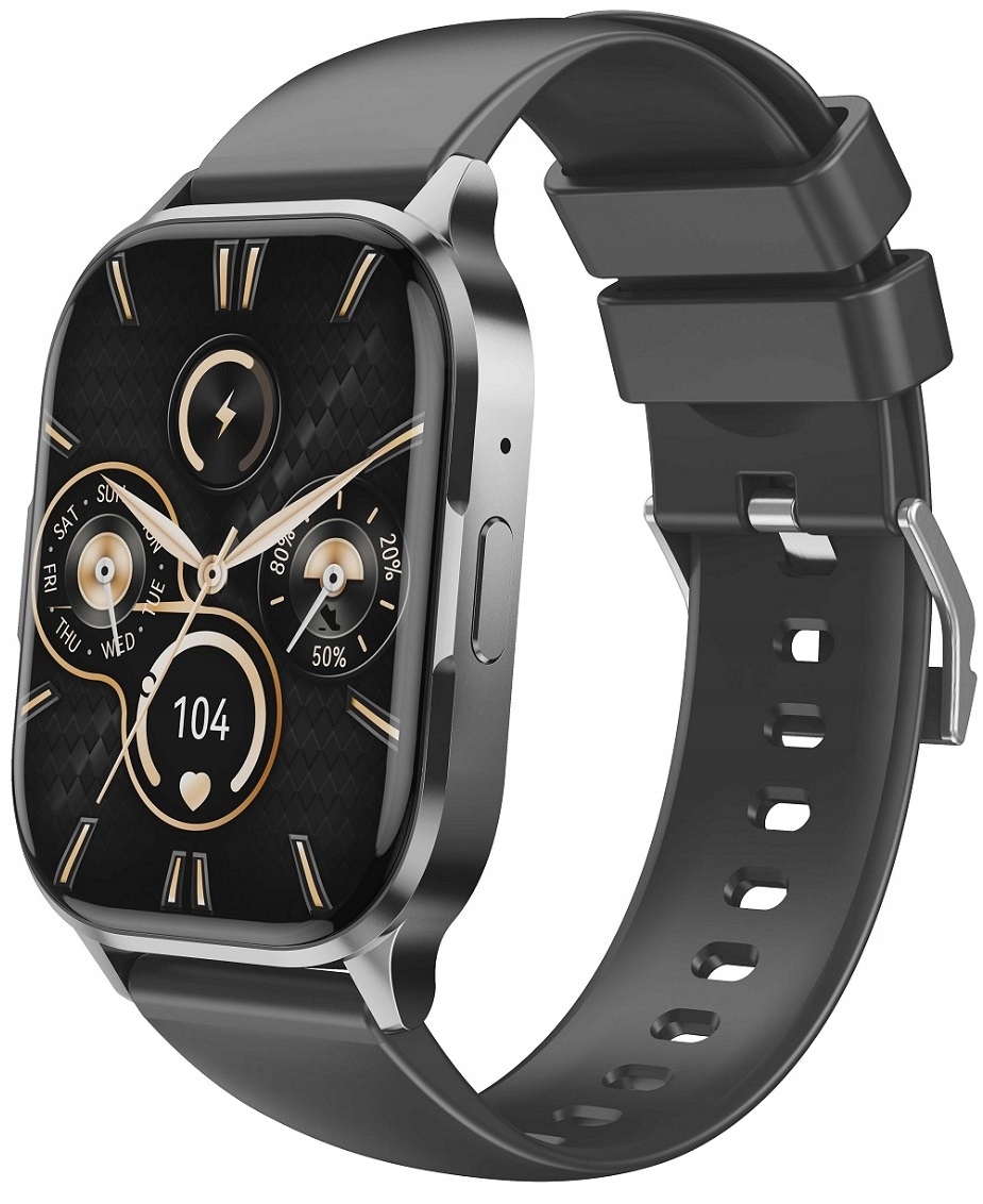 SMARTWATCH ZEGAREK POLSKIE MENU APLIKACJA SPORT PULS WATCH PL CZARNY AMOLED