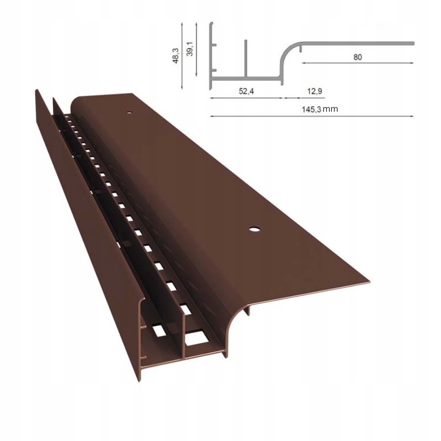 Odkapový profil W20 pro větrané terasy Renoplast Bronz Ral 8019