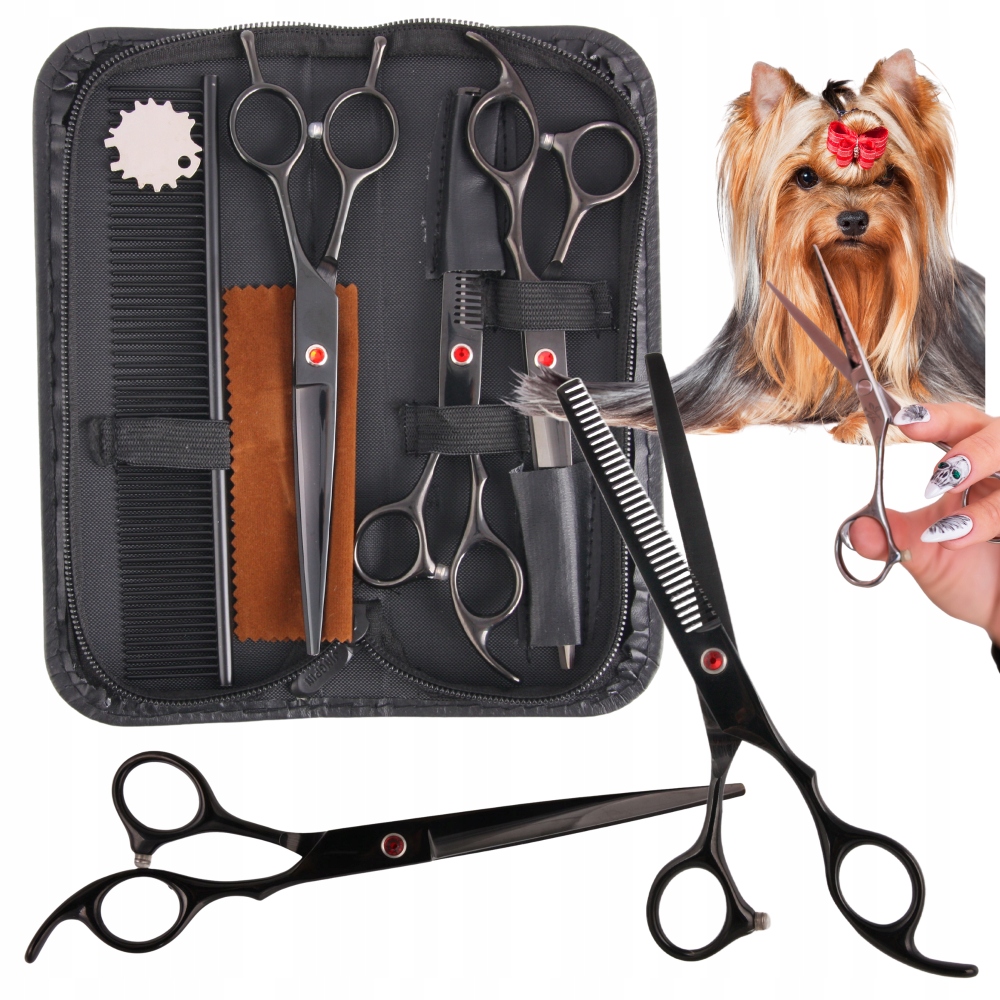 Nůžky Na Stříhání Psů Zakřivené Sada Hřebenů Pro Psy Kadeřníky 4 Ks