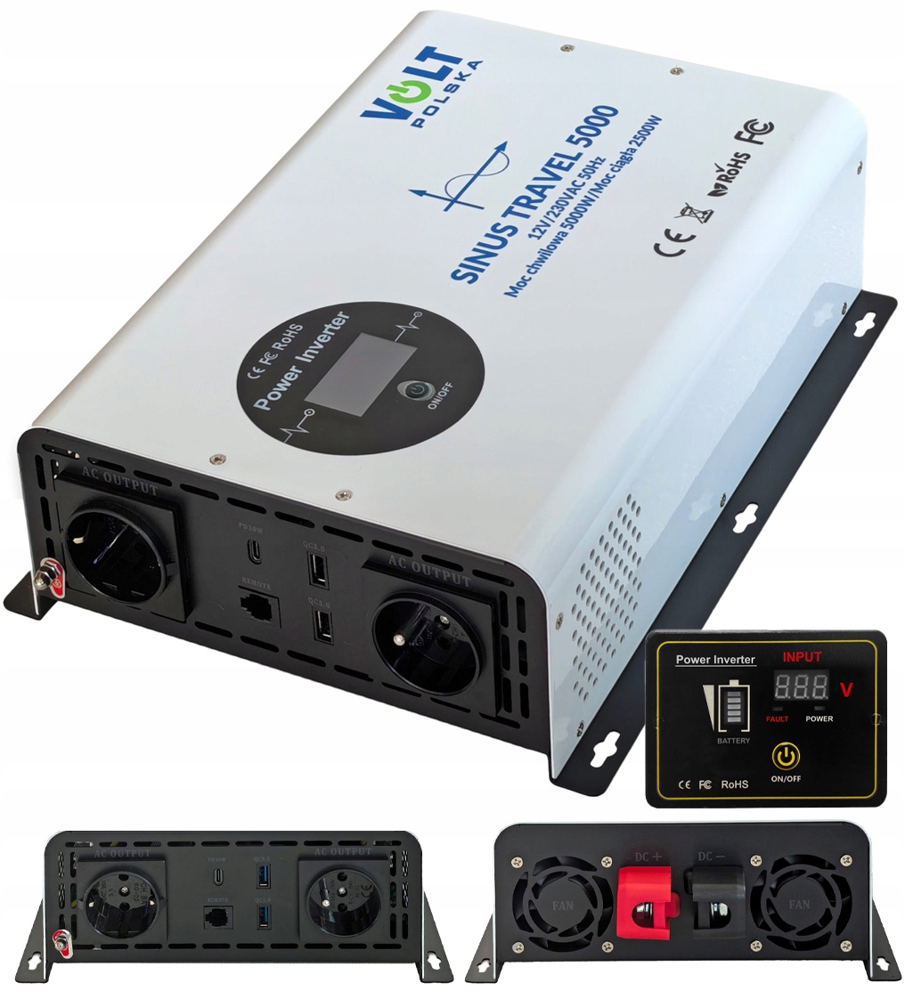 Przetwornica Napięcia Volt Polska Sinus Travel 5000 LCD 12V/230V Pilot