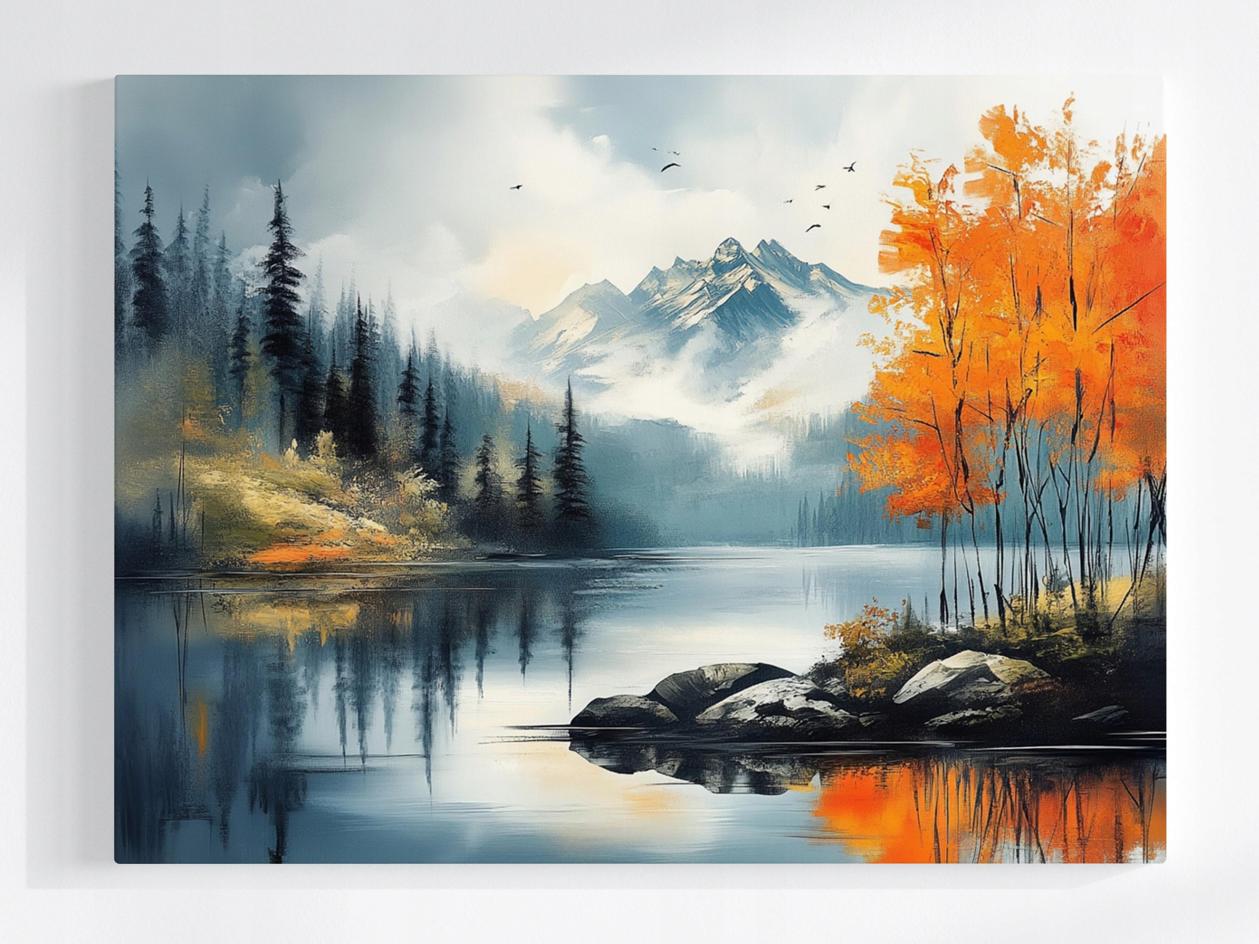 Obraz Na Plátně Canvas Krajina Kanada Hory Les Jezero Fiord Podzim 100x75