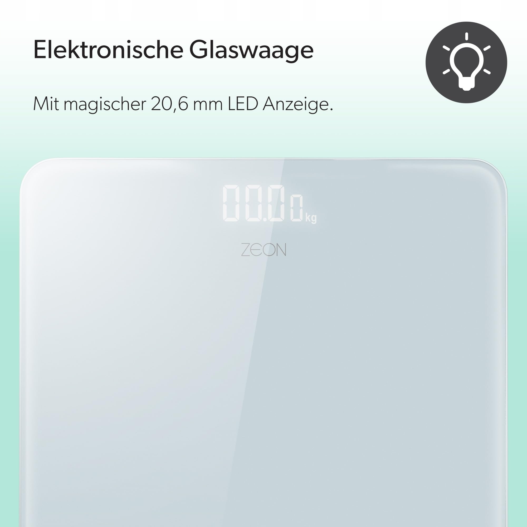ZEON Waga Elektroniczna Szklana Precyzyjna Biała Do Pomiaru Wagi Ciała — miniatura 2