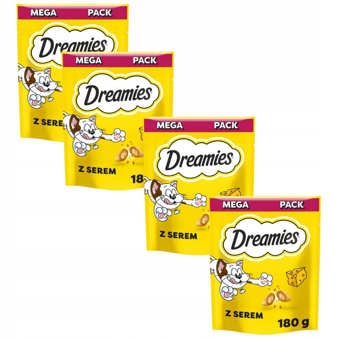 Levně Dreamies Krmivo pro dospělé kočky a koťata se sýrem 180 g x 4 kusy