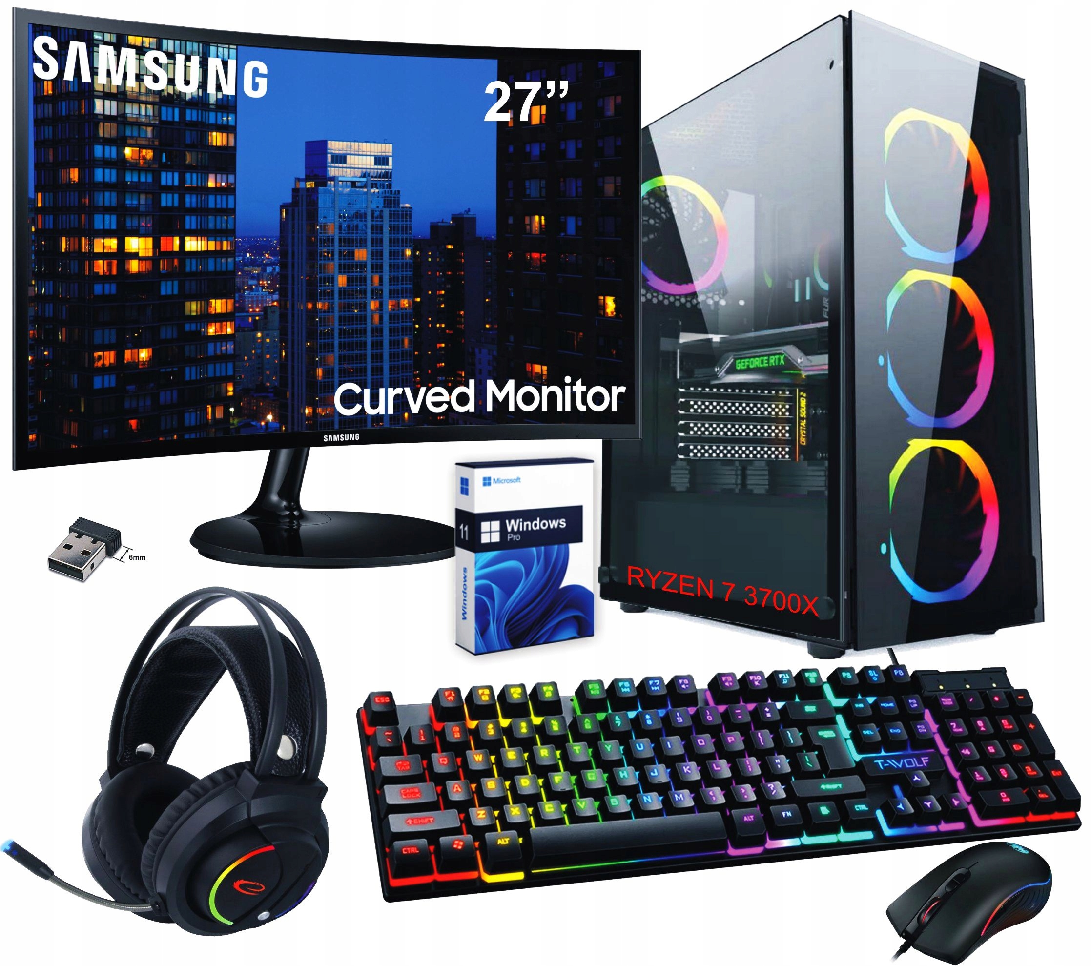 Sada Počítač Ryzen 7 |RTX5060|64GB|1000GB|LED 27|Win11