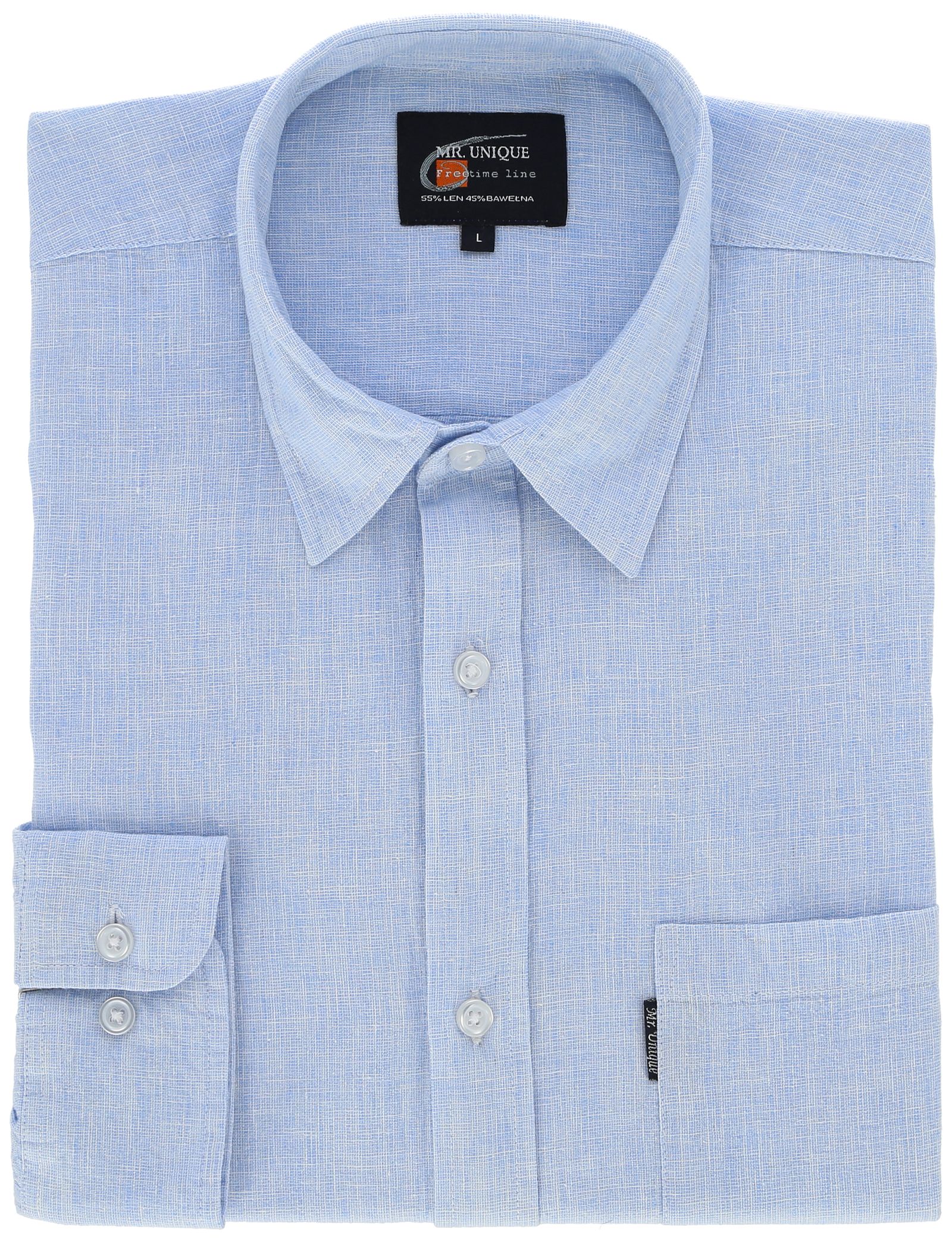 

koszula lniana błękitna długi rękaw XL_kl_128