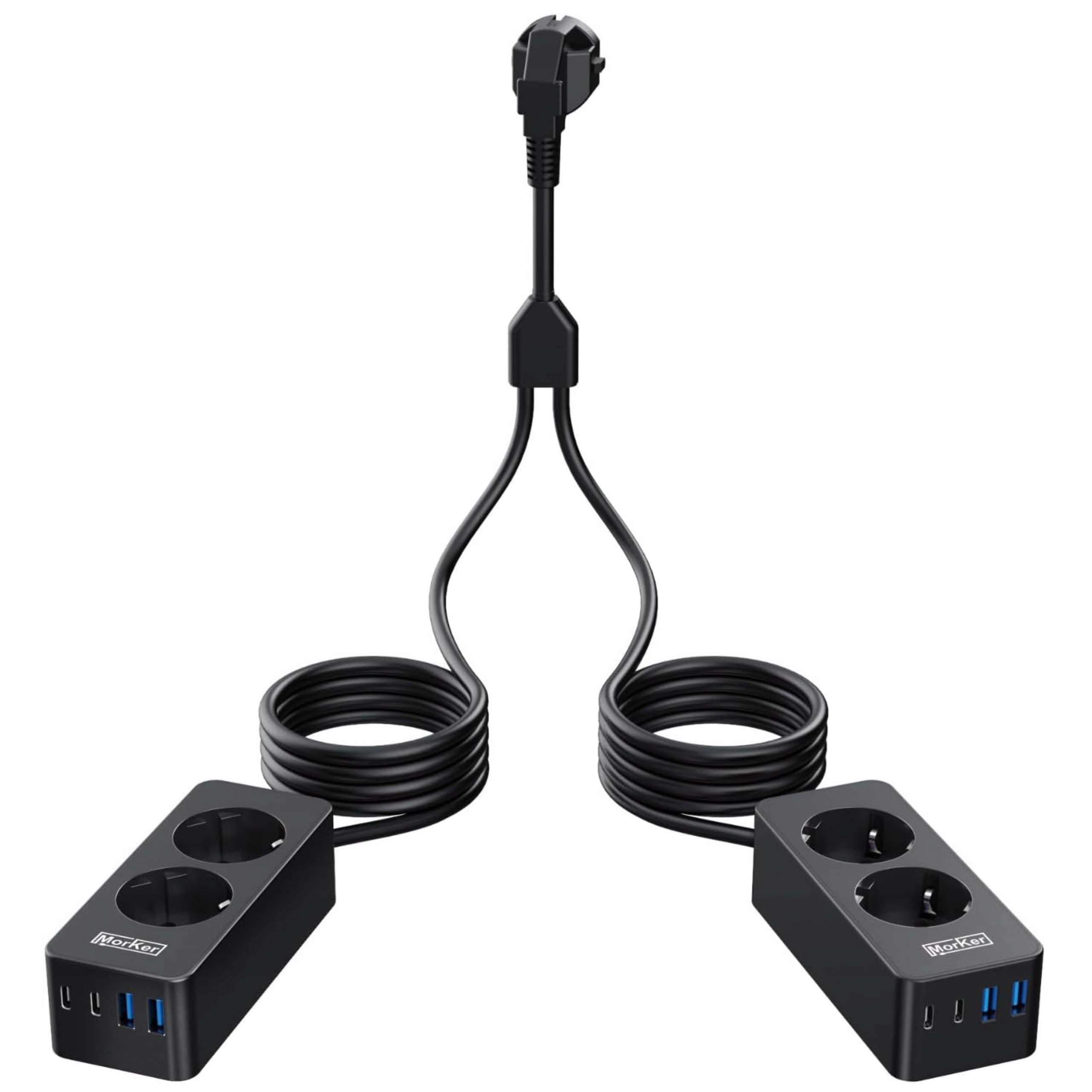 Zásuvková Lišta Dvojitá 2x2 m 2x Ac 2x Usb-a 2x Usb-c rozbočovač