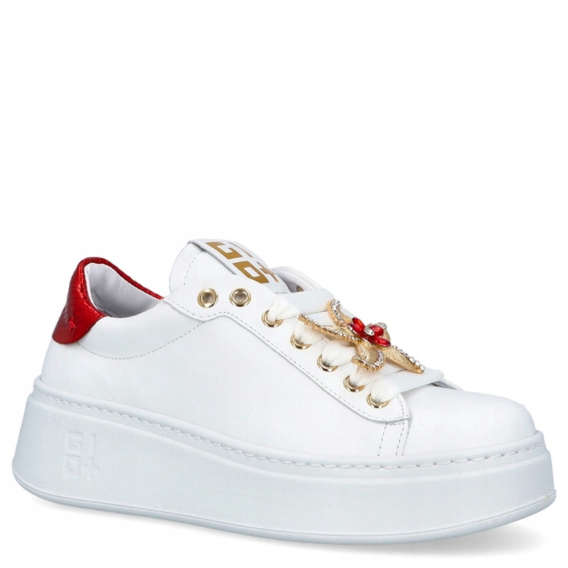 Prémiové kožené tenisky Gio PIA300A Bílo-červené 37