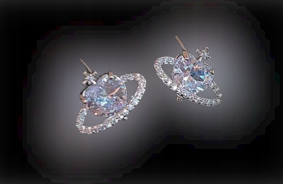 Kolczyki Planeta Saturn Serce Goth Srebrne Cyrkonie Kamień Inny kamień