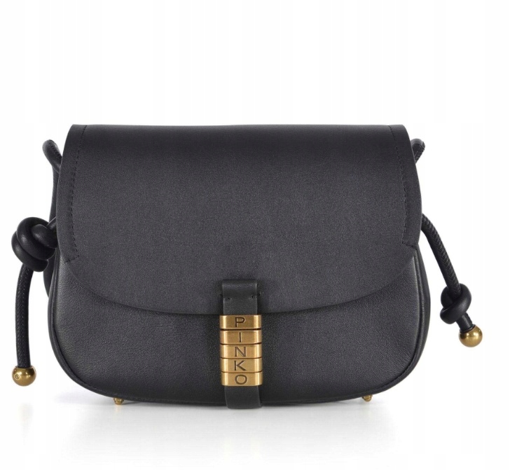 Pinko kožená kabelka kabelka přes rameno Love Classic Saddle Black