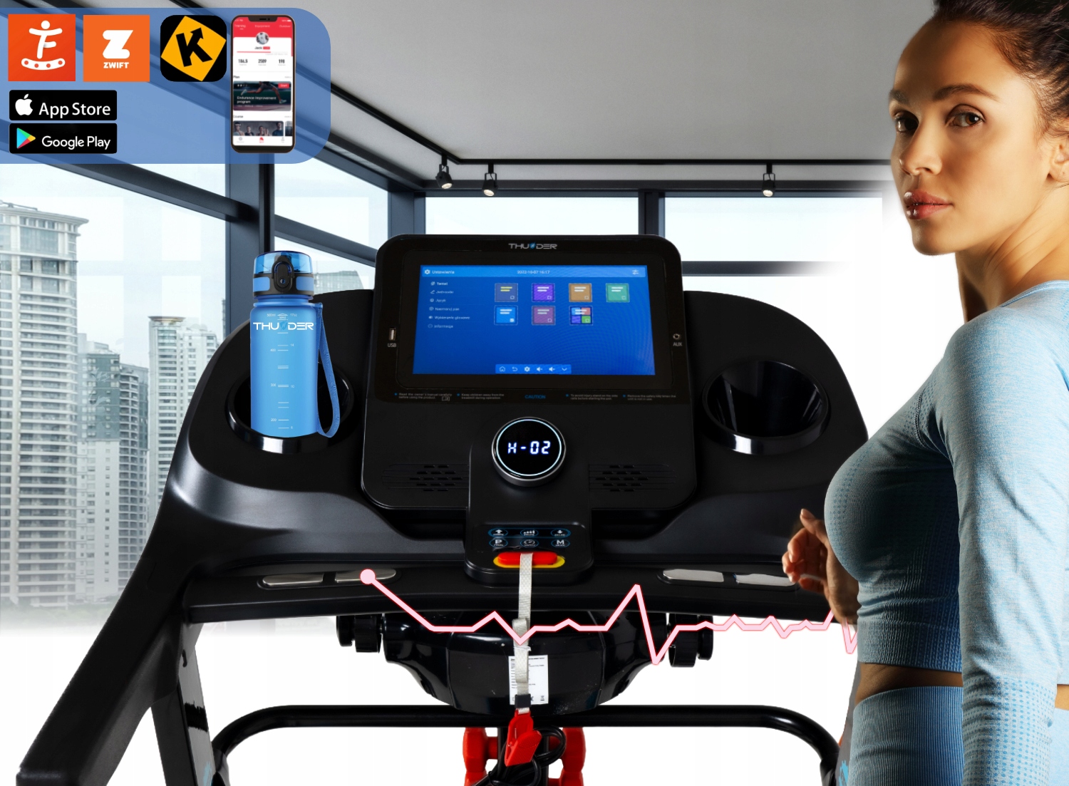 BIEŻNIA SKŁADANA MASAŻER EKRAN TFT AMORTYZACJA KĄT Model REACT-DS-TFT-BLACK