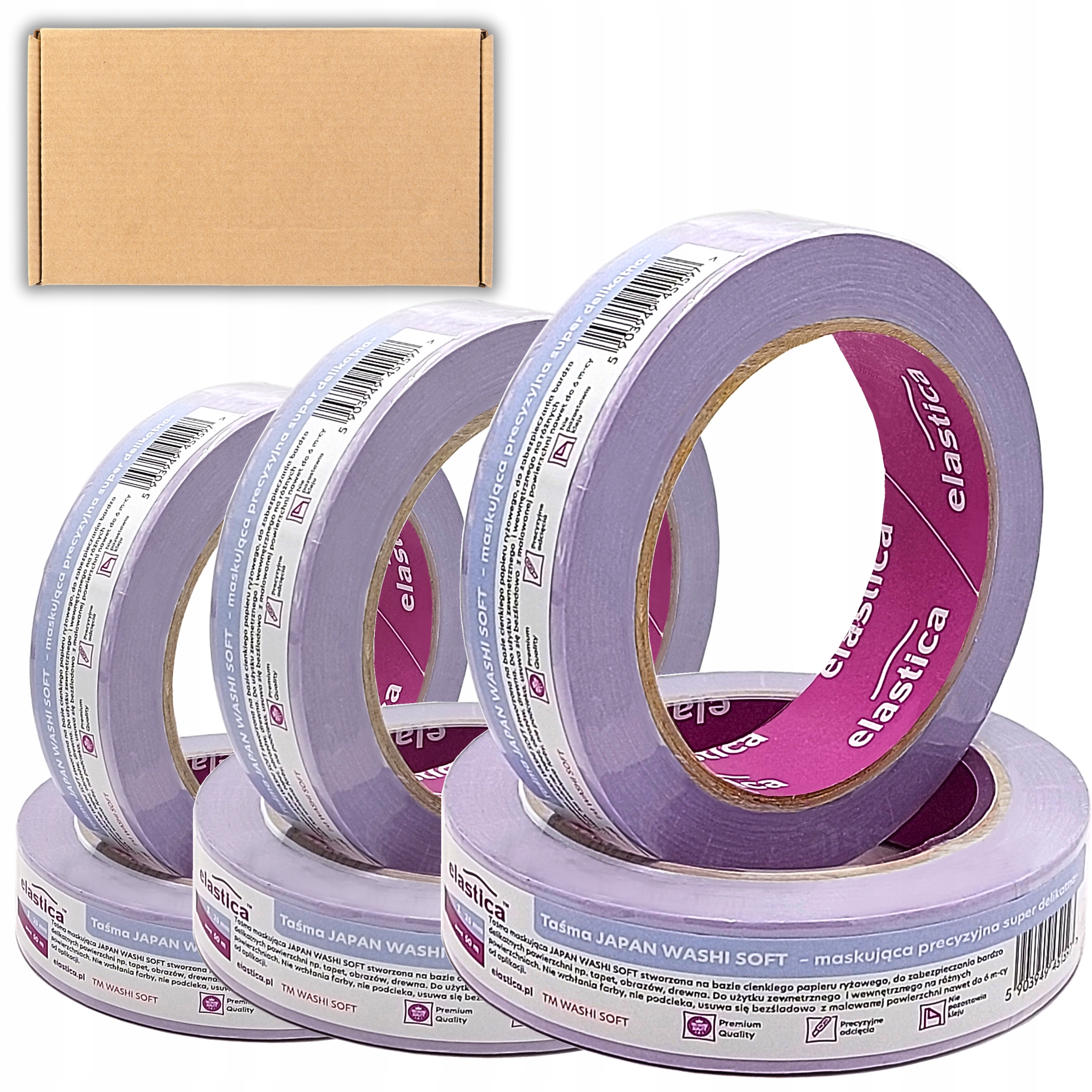 48 x Přesná Páska Pro Odříznutí Linky 25 mm x 50 m Japonská Washi Fialová