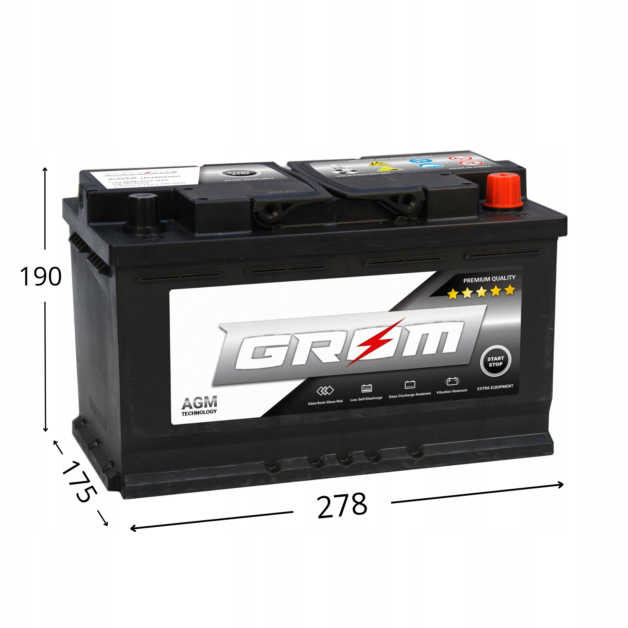 Akumulator GROM AGM START&STOP 70Ah 760A Prawy Plus EAN (GTIN) 4009432504182