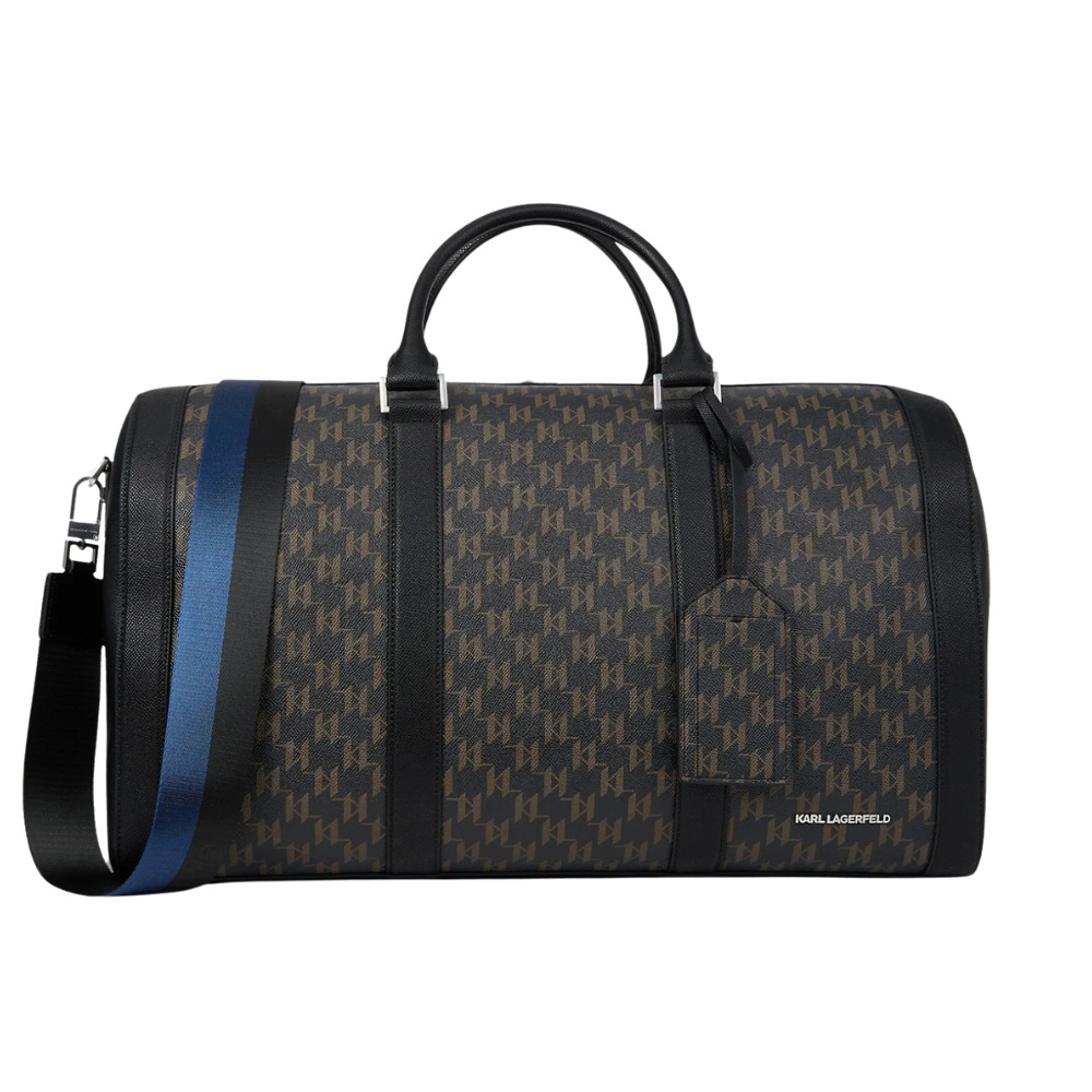 Karl Lagerfeld Czarna męska torba podróżna w monogram K/Monogram Kanvas