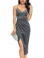 Šaty Dámská Velurová Přiléhavá Nařasení Ramínka Šedá Velikost L