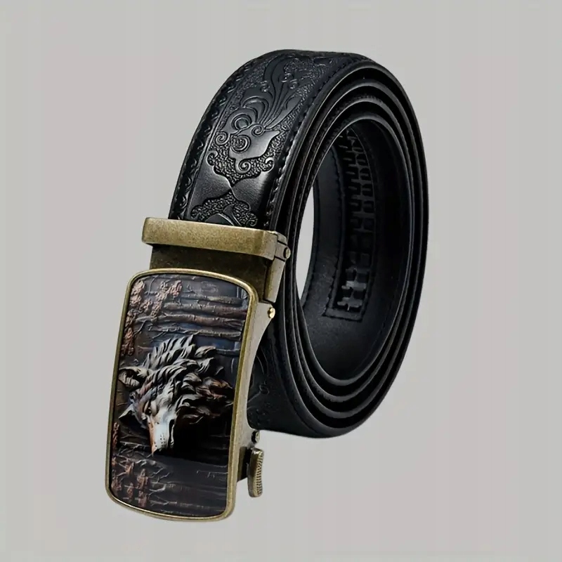 Pas pasek czarny Skórzany Automatyczny Prawdziwa Skóra wiedźmin Wilk 115 cm