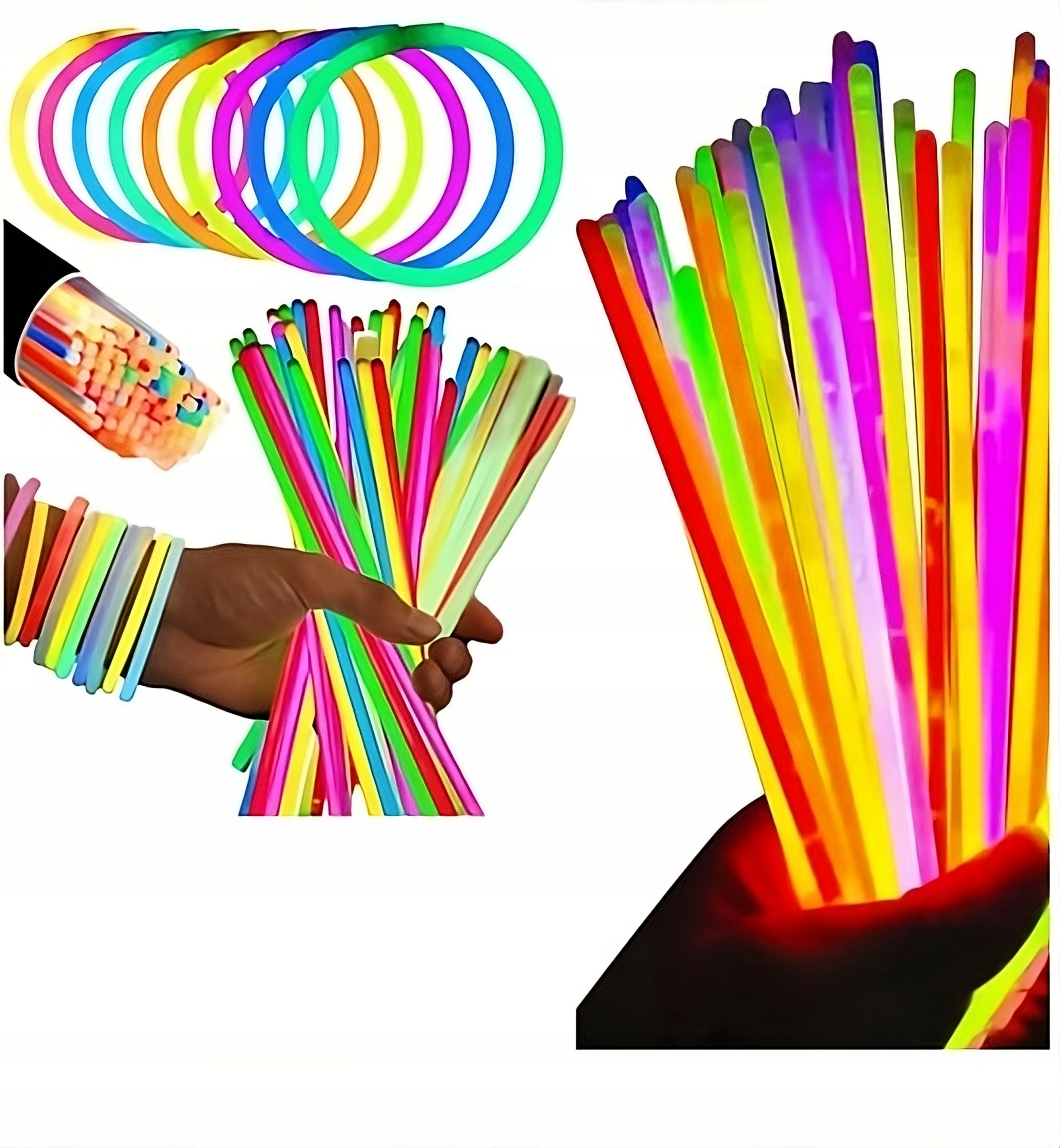 100x браслеты флуоресцентные палочки браслеты светится в темноте цвет