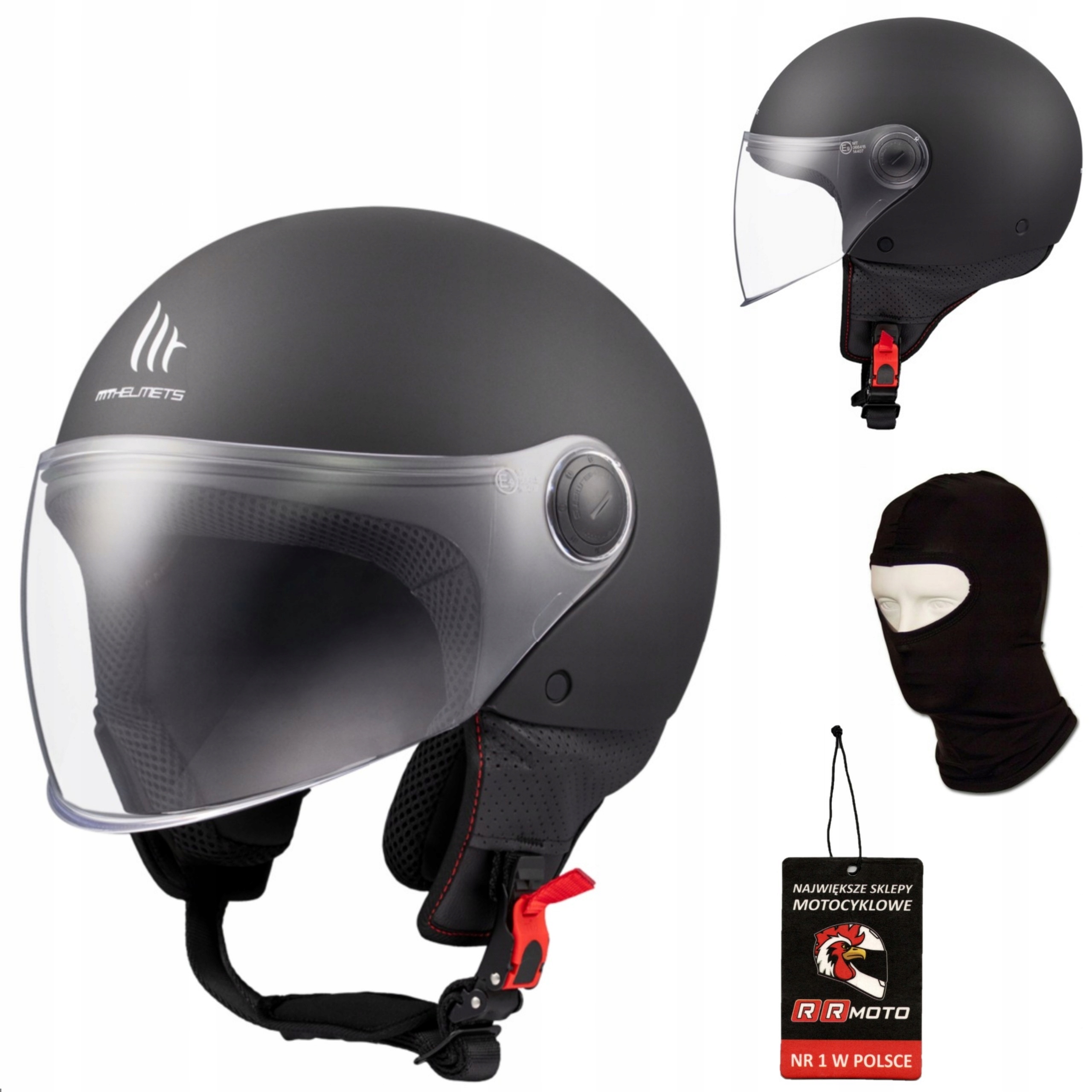 Motocyklová přilba otevřená Mt Street S Solid Matt Black černý skútr Bonus