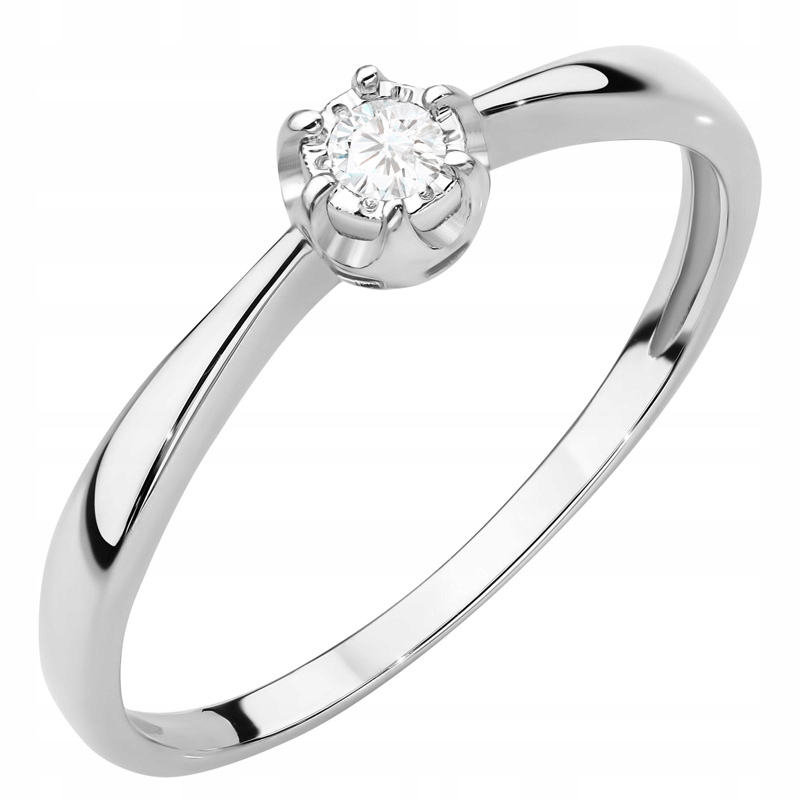 Zlatý Prstýnek pr. 585 s Briliantem 0,06 ct v rámu 14k