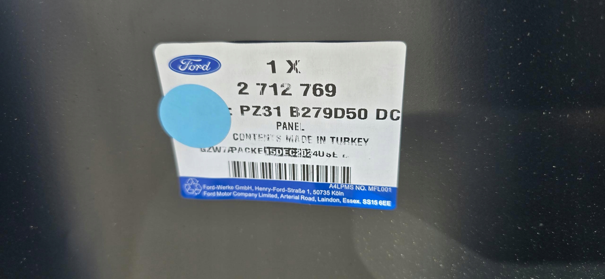 parafango posteriore Destra FORD TRANSIT CUSTOM 2 2024- PZ31 B279D50 LONG