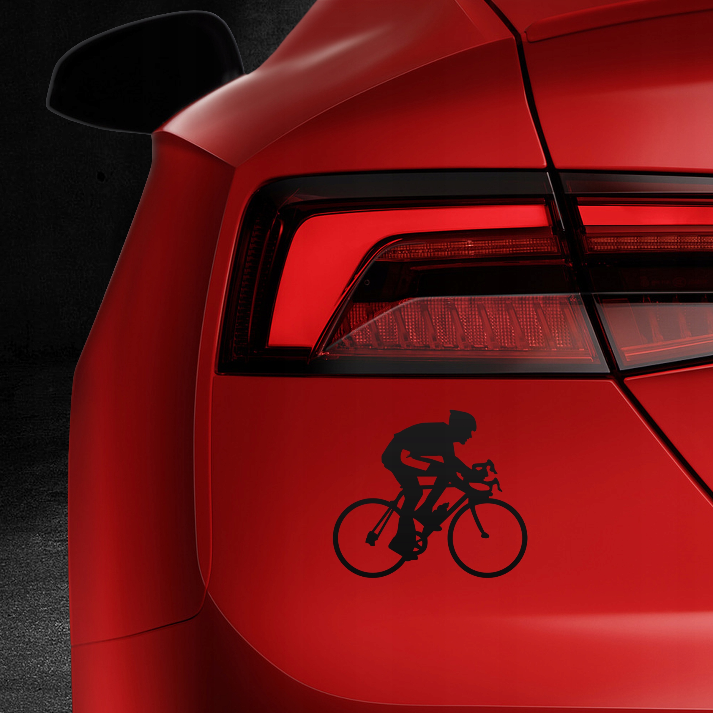 ROWERZYSTA ROWER NAKLEJKA ODBLASK NA SAMOCHÓD Szerokość 115 mm