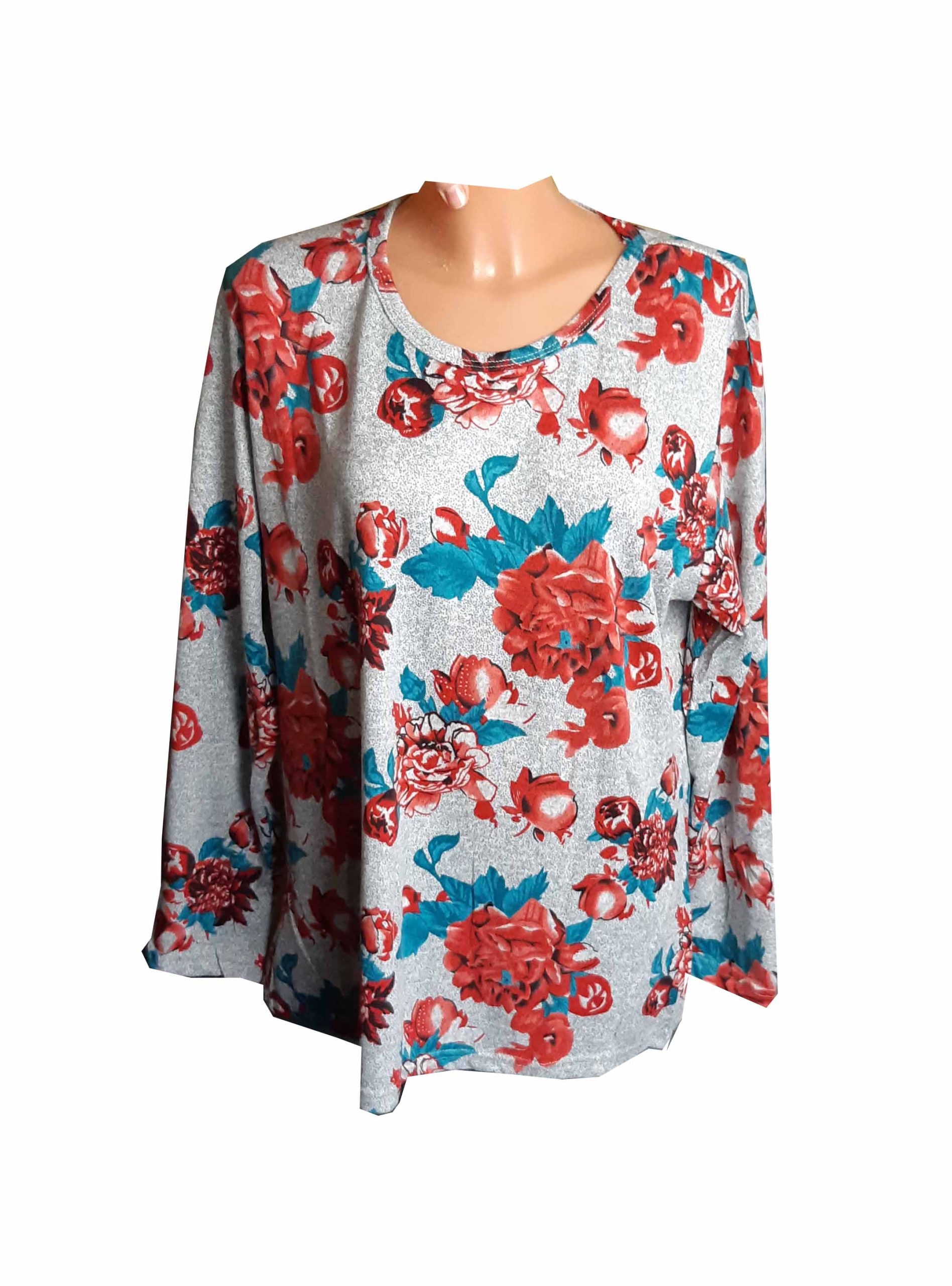 

Bluzka damska długi rękaw kwiaty XXXXXXL 6XL