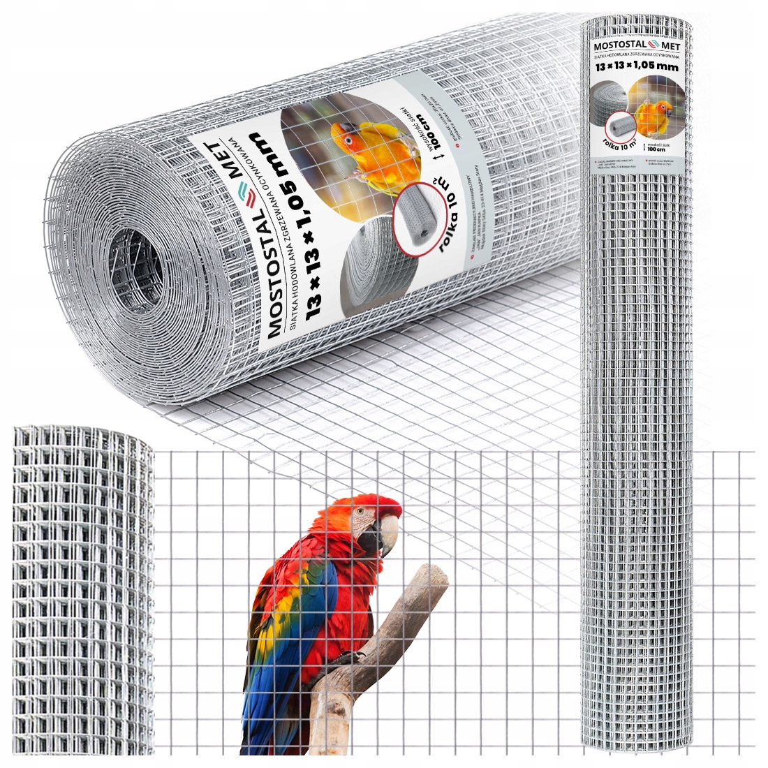 Siatka Zgrzewana Oc 13x13x1,05mm na Woliery Ogrodzenie 10m2 Klatki Hodowla