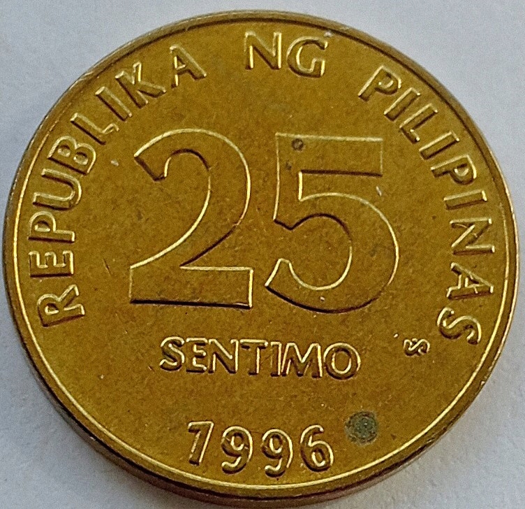 Filipiny 25 Sentimos 1996 Bardzo piękny (VF)