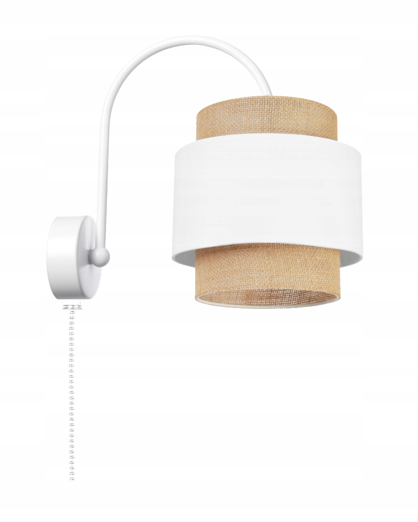 Skandinávské nástěnné svítidlo Boho Juta s Led řetízkovým spínačem E27 Bílé