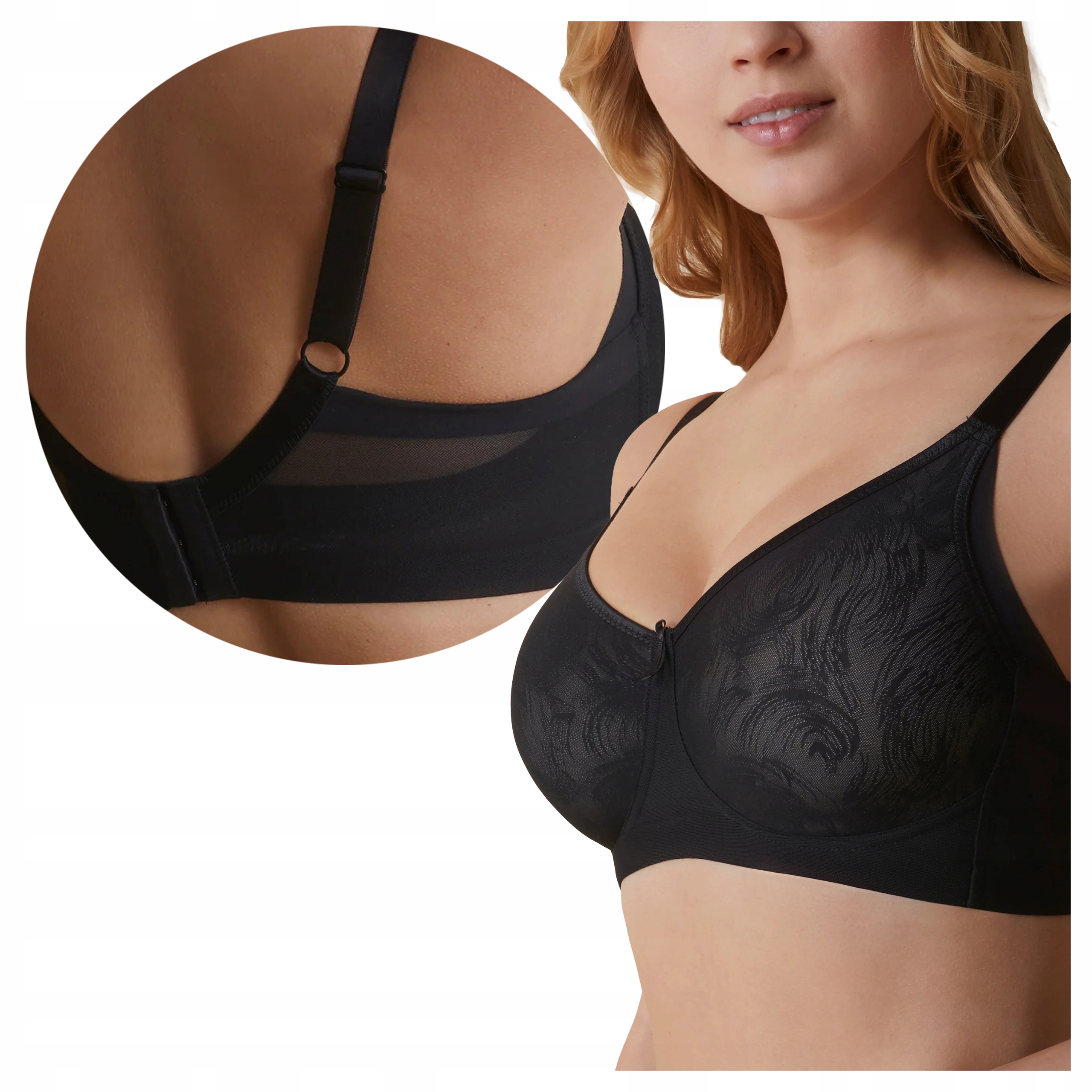 Biustonosz Gładki Miękki Bez Fiszbin Codzienny Bardzo Czarny 95C